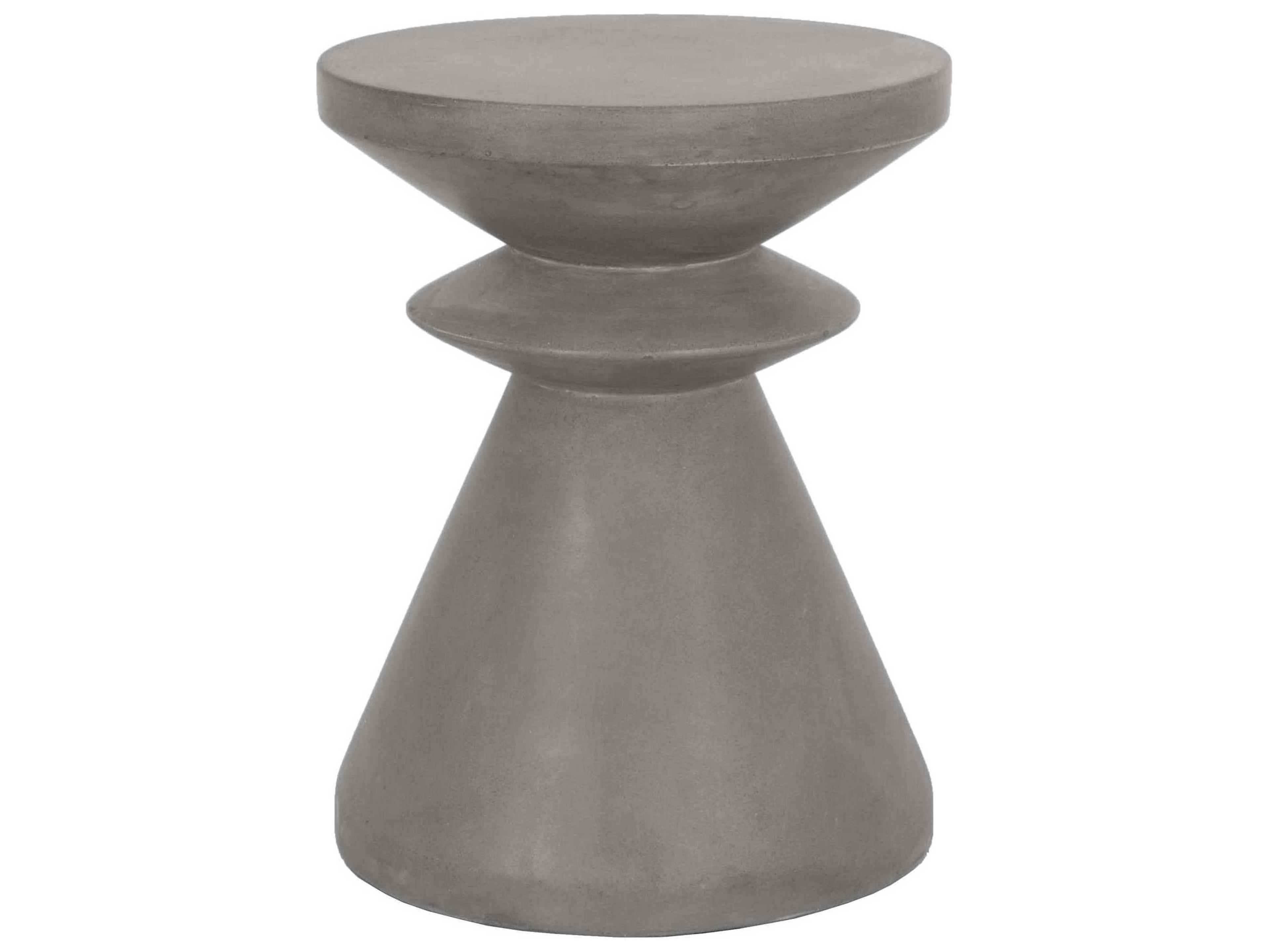 District Slate Grey Concrete Round End Table