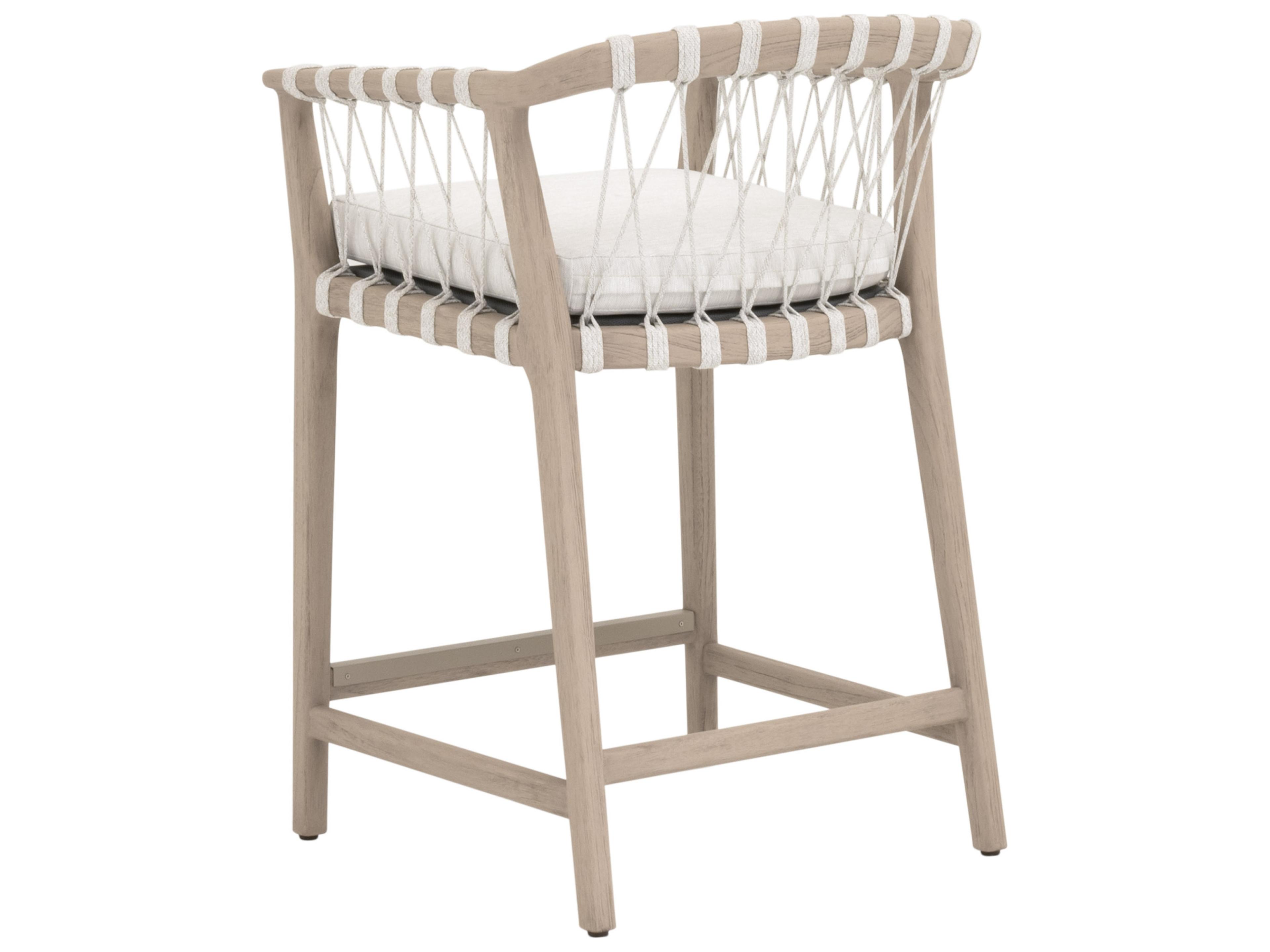 Essentials for Living Outdoor Woven - Outdoor Pacific Wood Cushion Counter Stool