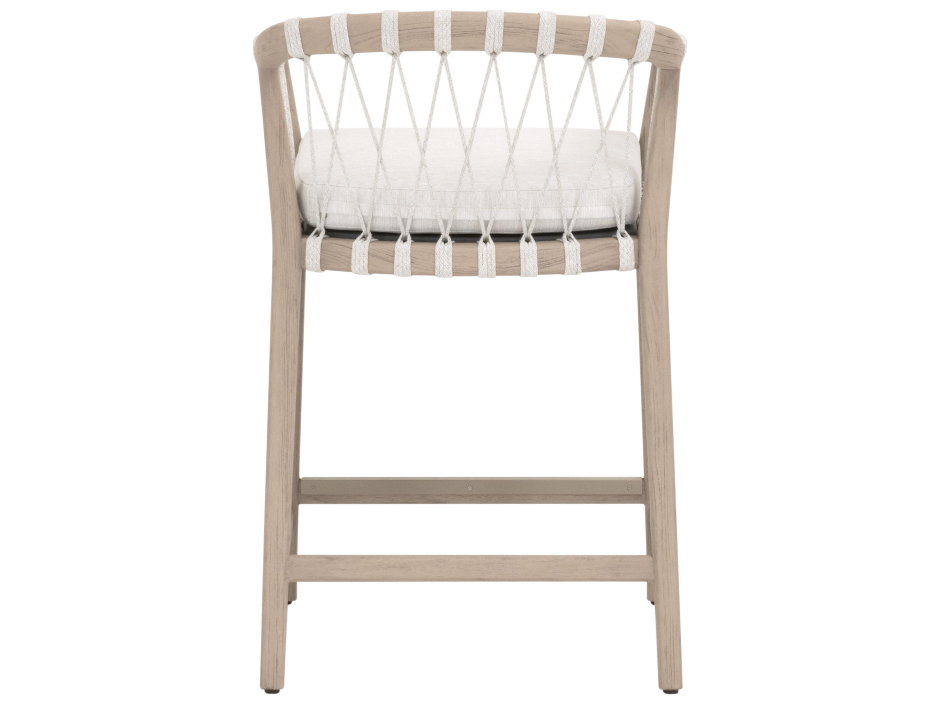 Essentials for Living Outdoor Woven - Outdoor Pacific Wood Cushion Counter Stool