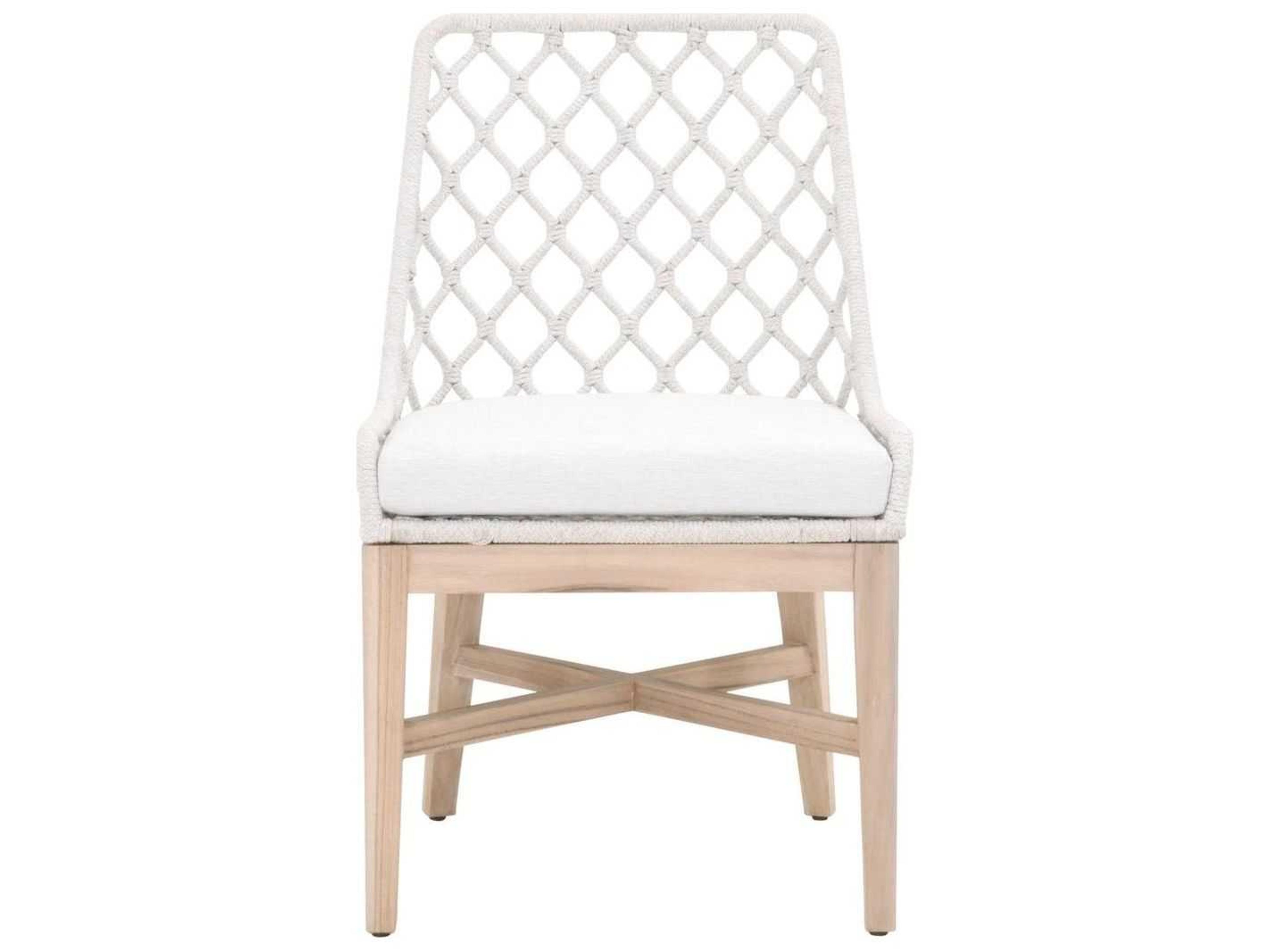 Essentials for Living Outdoor Woven Rope White Speckle Flat Cushion Dining Chair