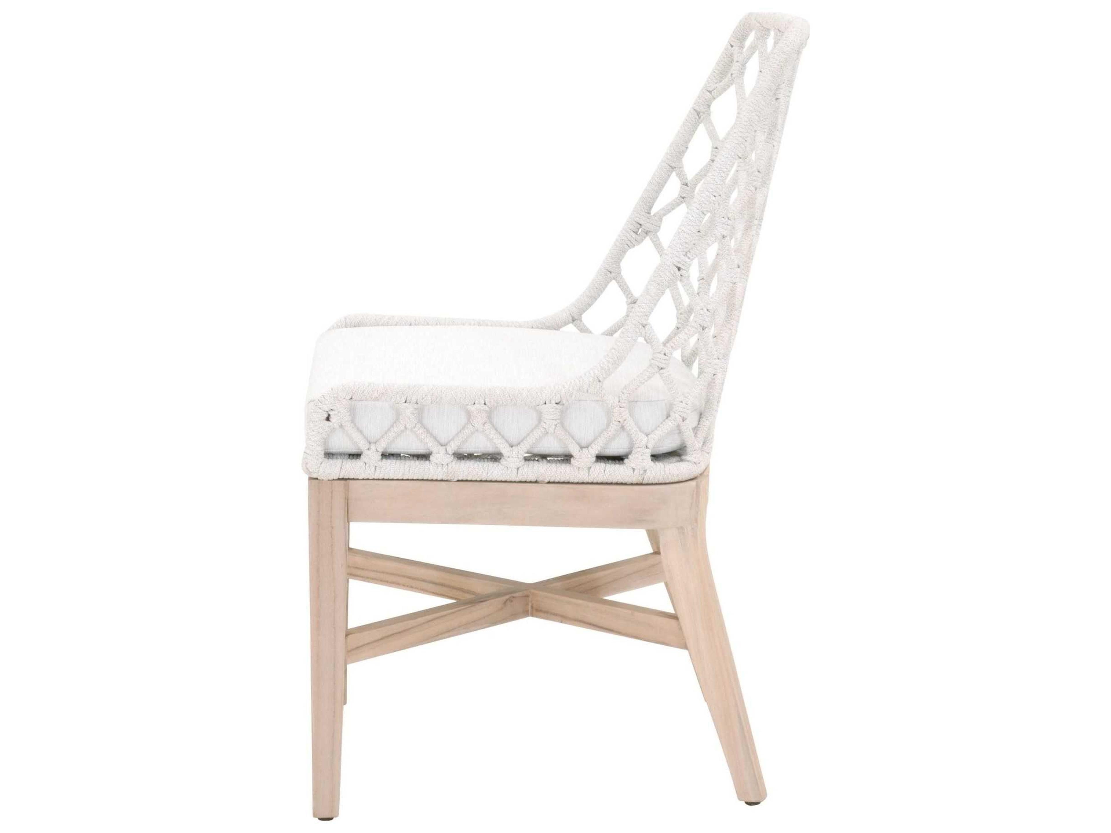 Essentials for Living Outdoor Woven Rope White Speckle Flat Cushion Dining Chair