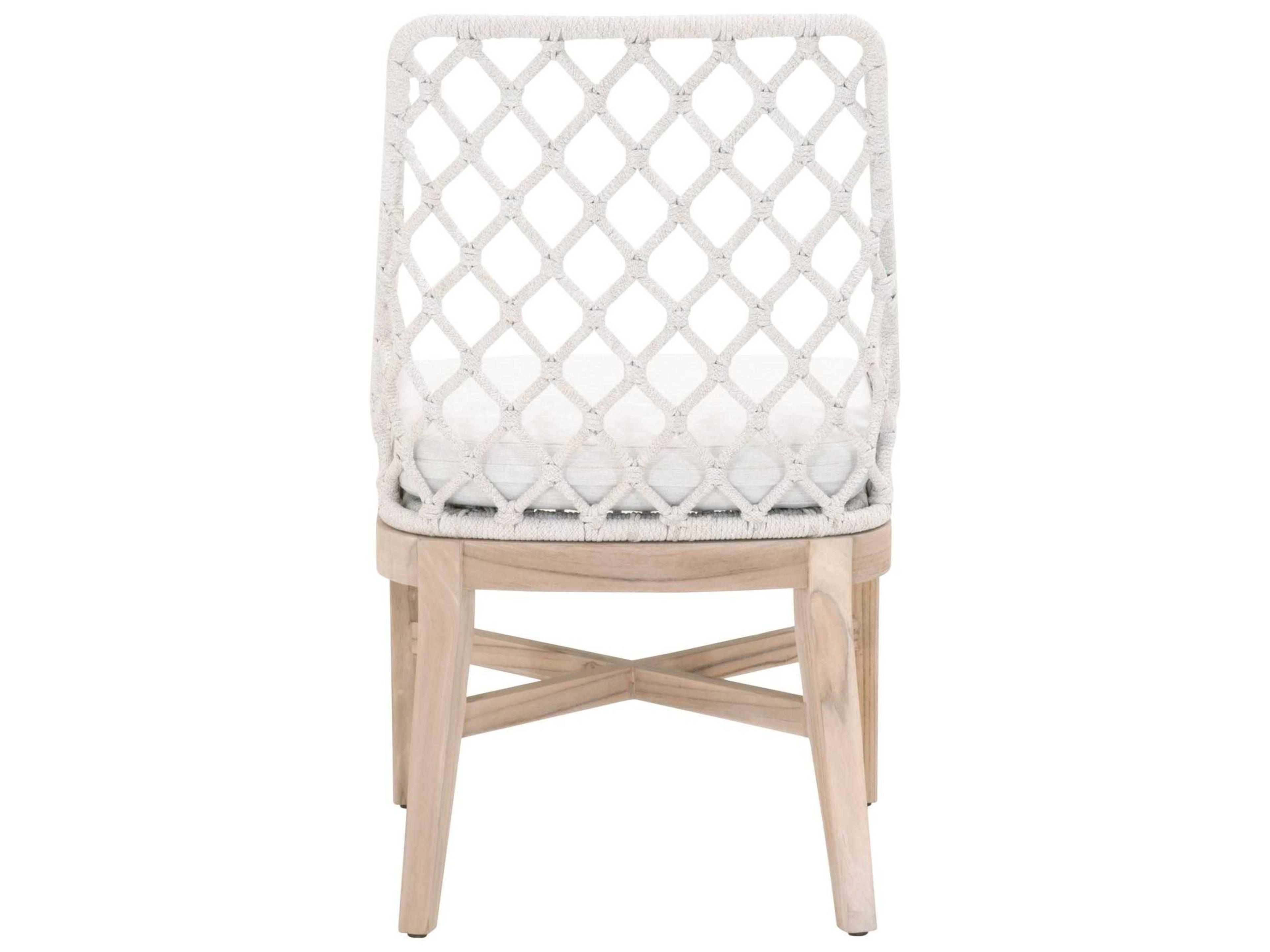 Essentials for Living Outdoor Woven Rope White Speckle Flat Cushion Dining Chair
