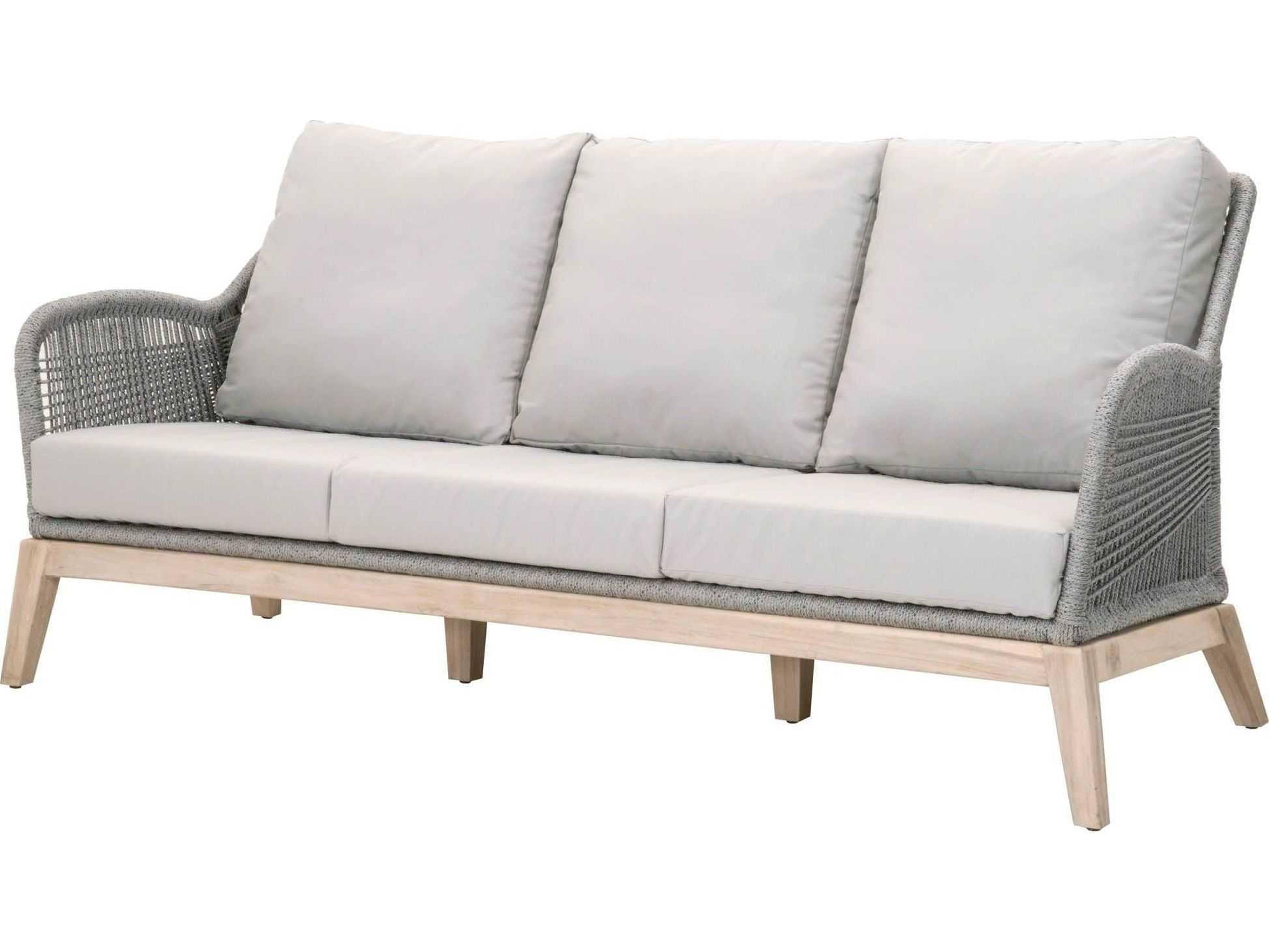 Respite Outdoor Rope Platinum / Smoke Gray Cushion Sofa