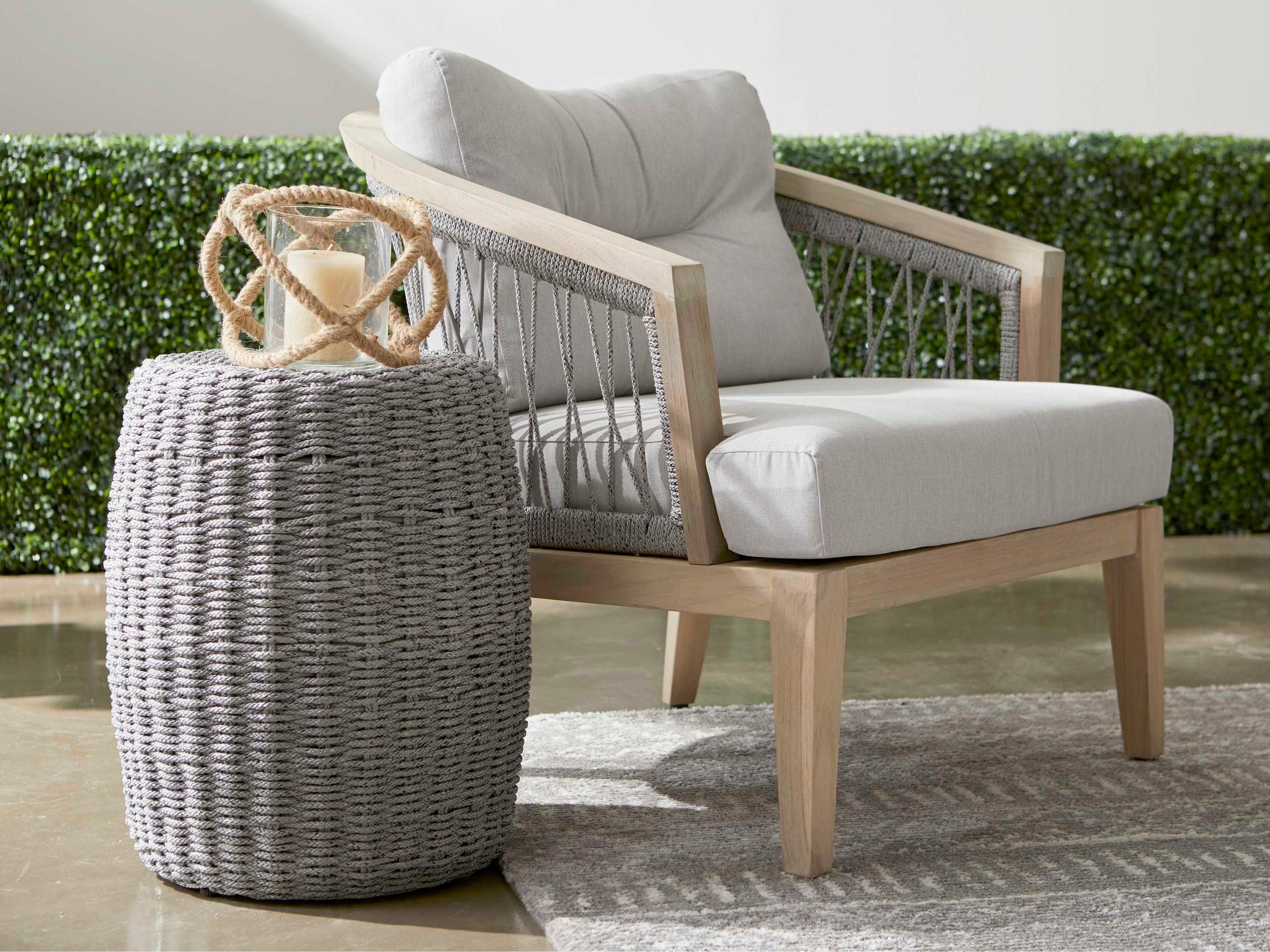 Essentials for Living Outdoor Woven Rope Platinum Aluminum Round End Table