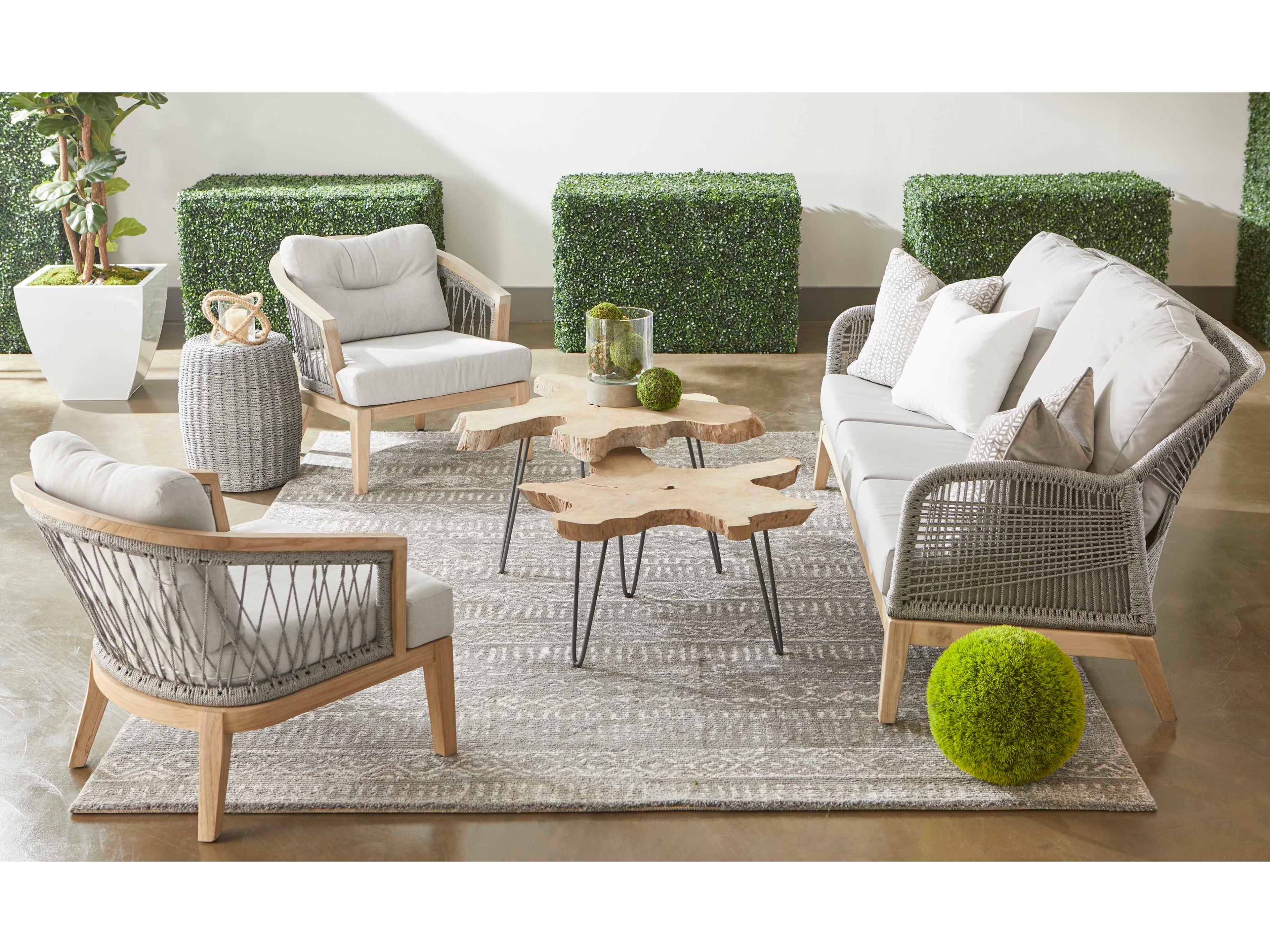 Essentials for Living Outdoor Woven Rope Platinum Aluminum Round End Table