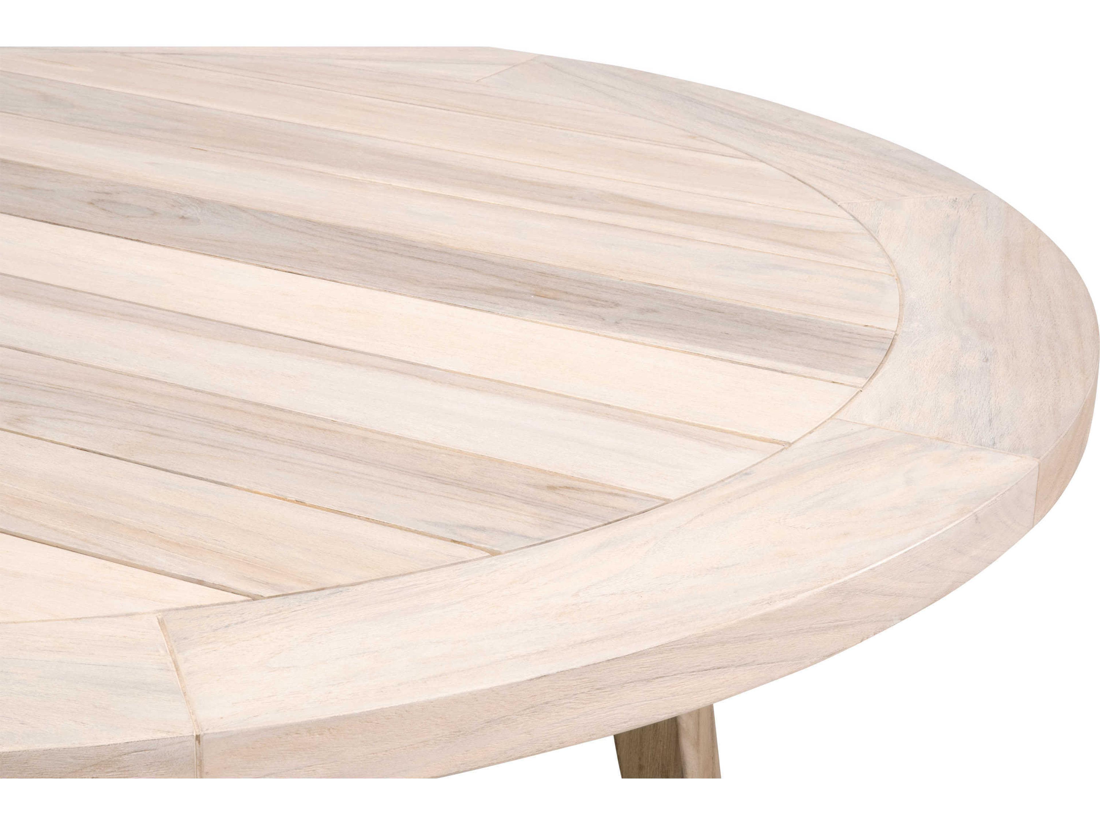 Essentials for Living Outdoor Woven Gray Teak Round Dining Table with Umbrella Hole