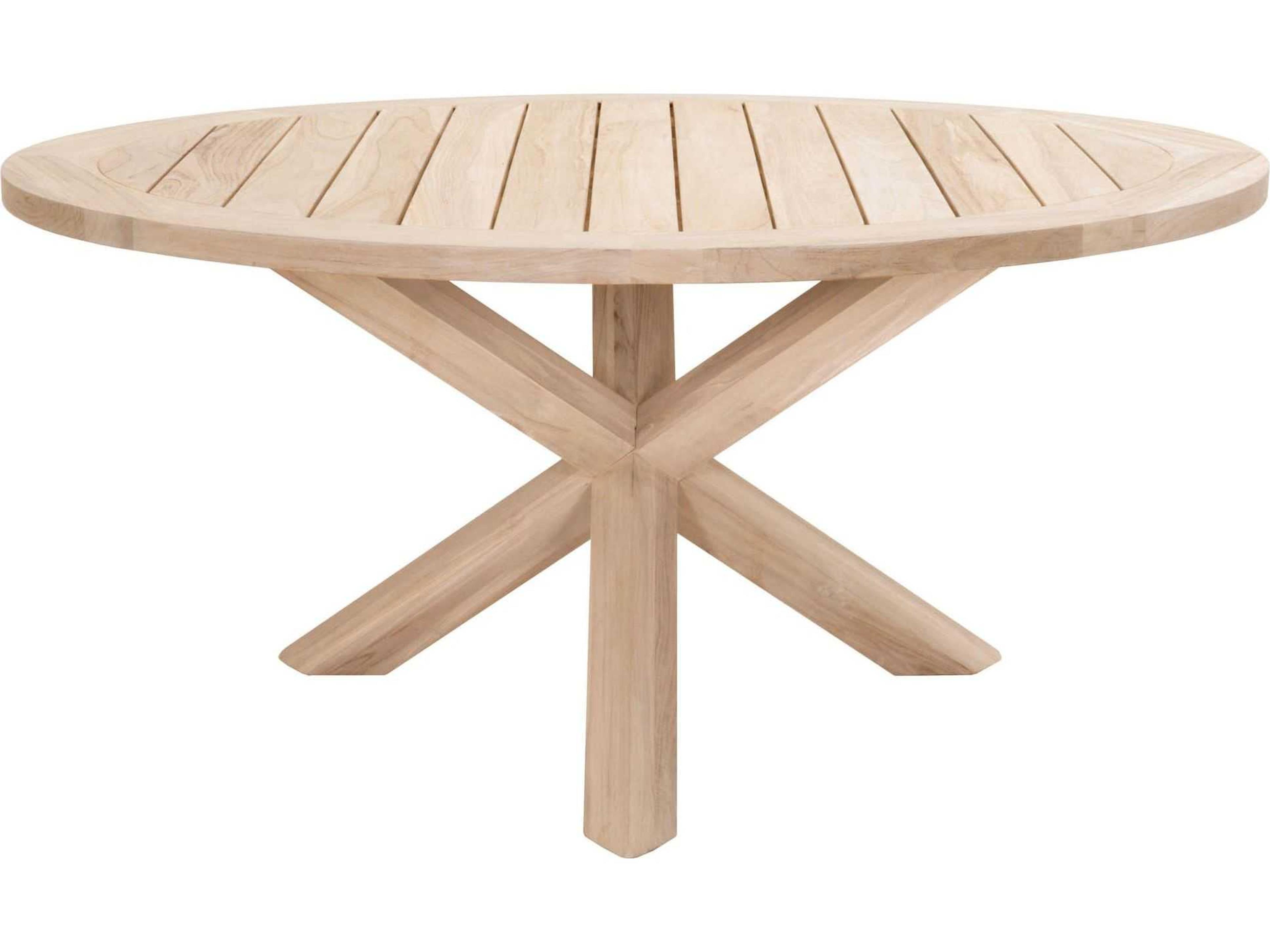 Respite Outdoor Gray Teak Round Dining Table