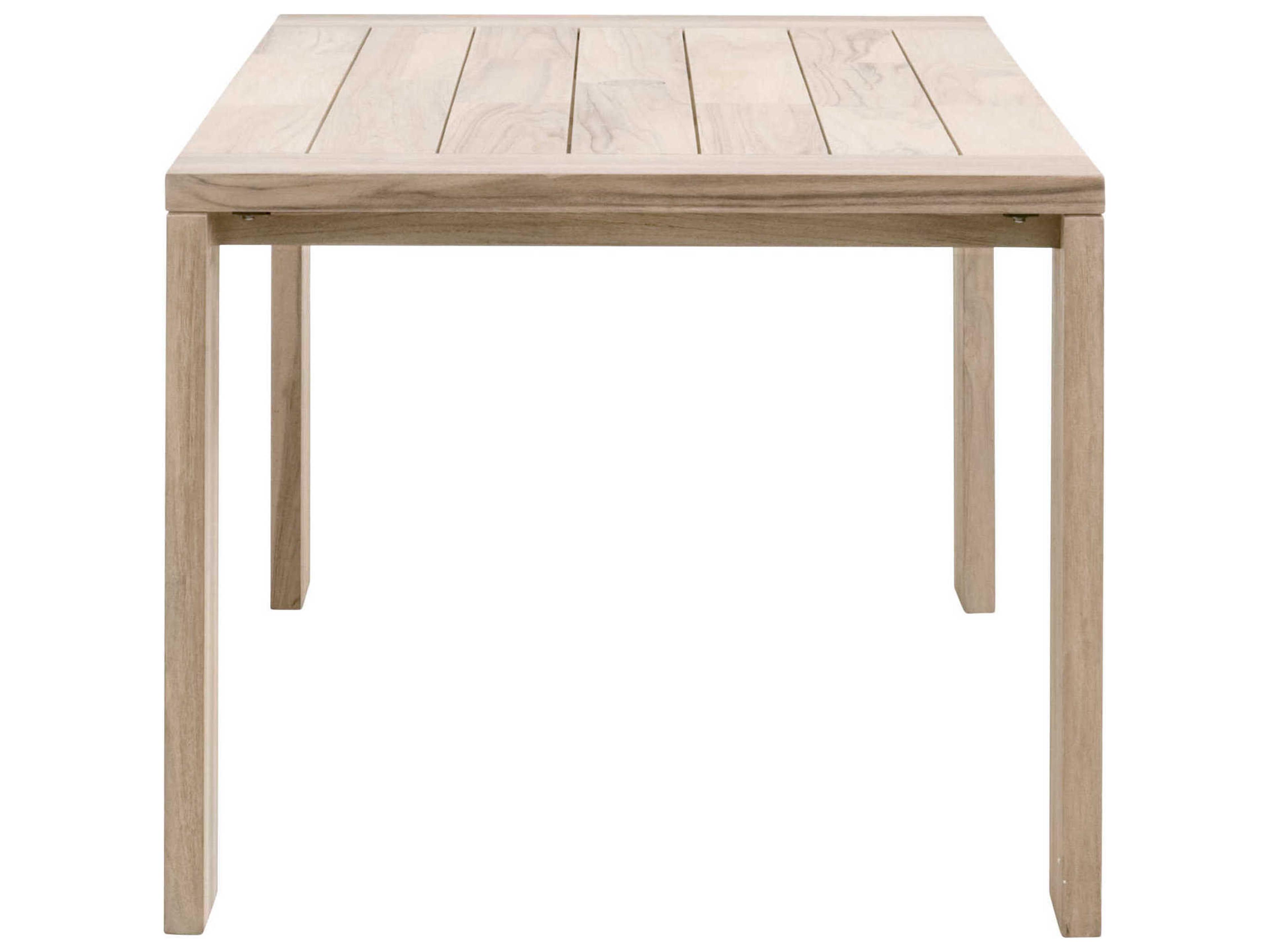 Luxecor Respite Outdoor Gray Teak Rectangular Dining Table with Umbrella Hole