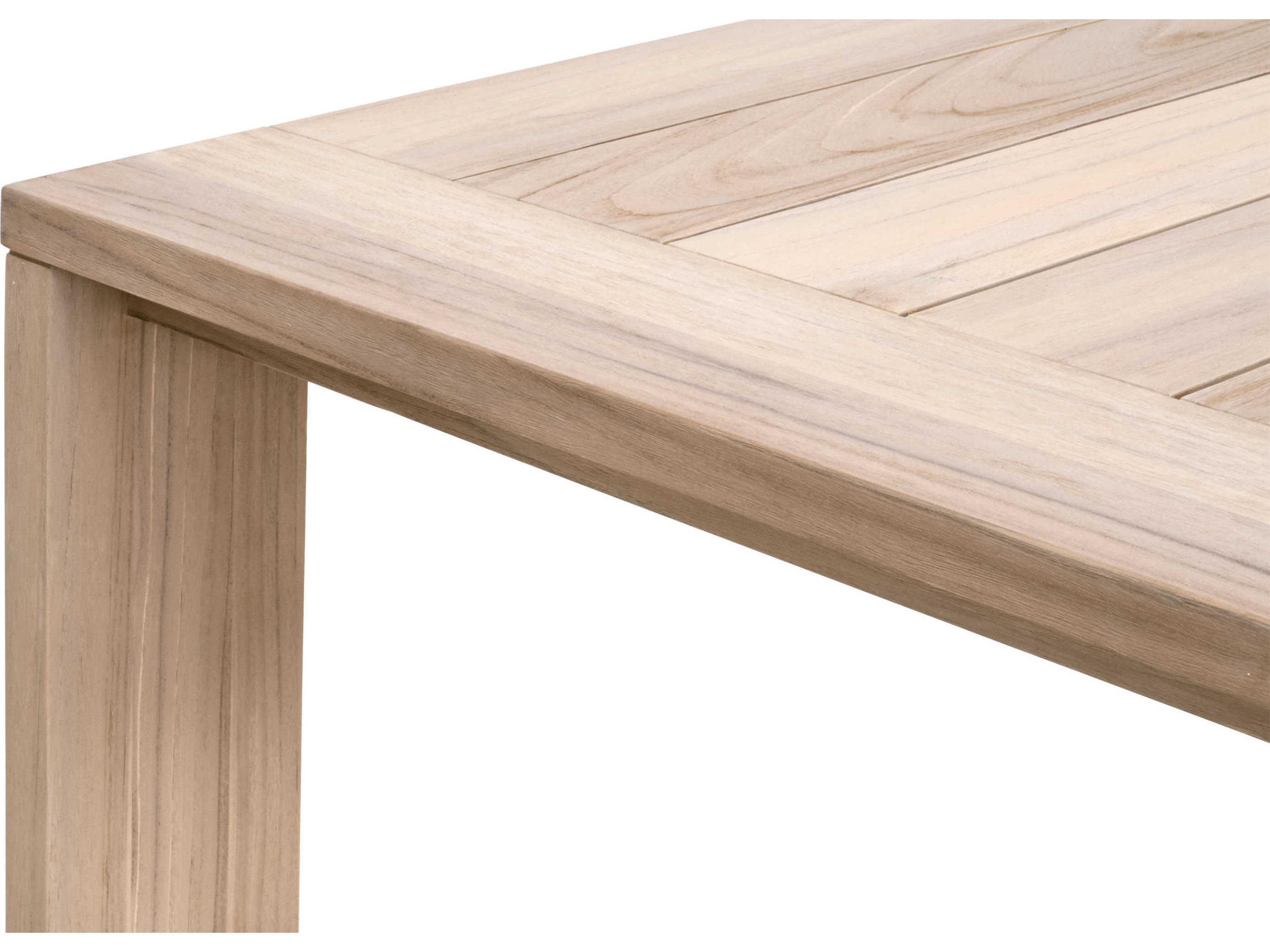 Luxecor Respite Outdoor Gray Teak Rectangular Dining Table with Umbrella Hole