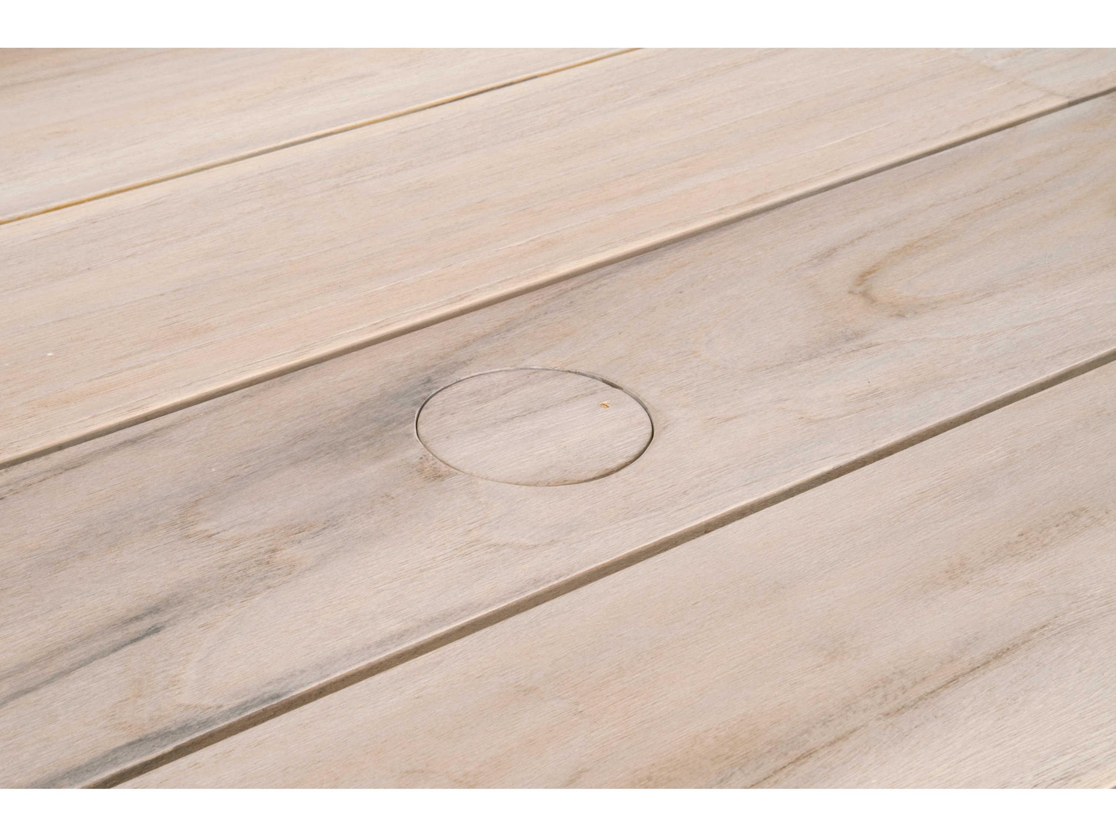 Luxecor Respite Outdoor Gray Teak Rectangular Dining Table with Umbrella Hole