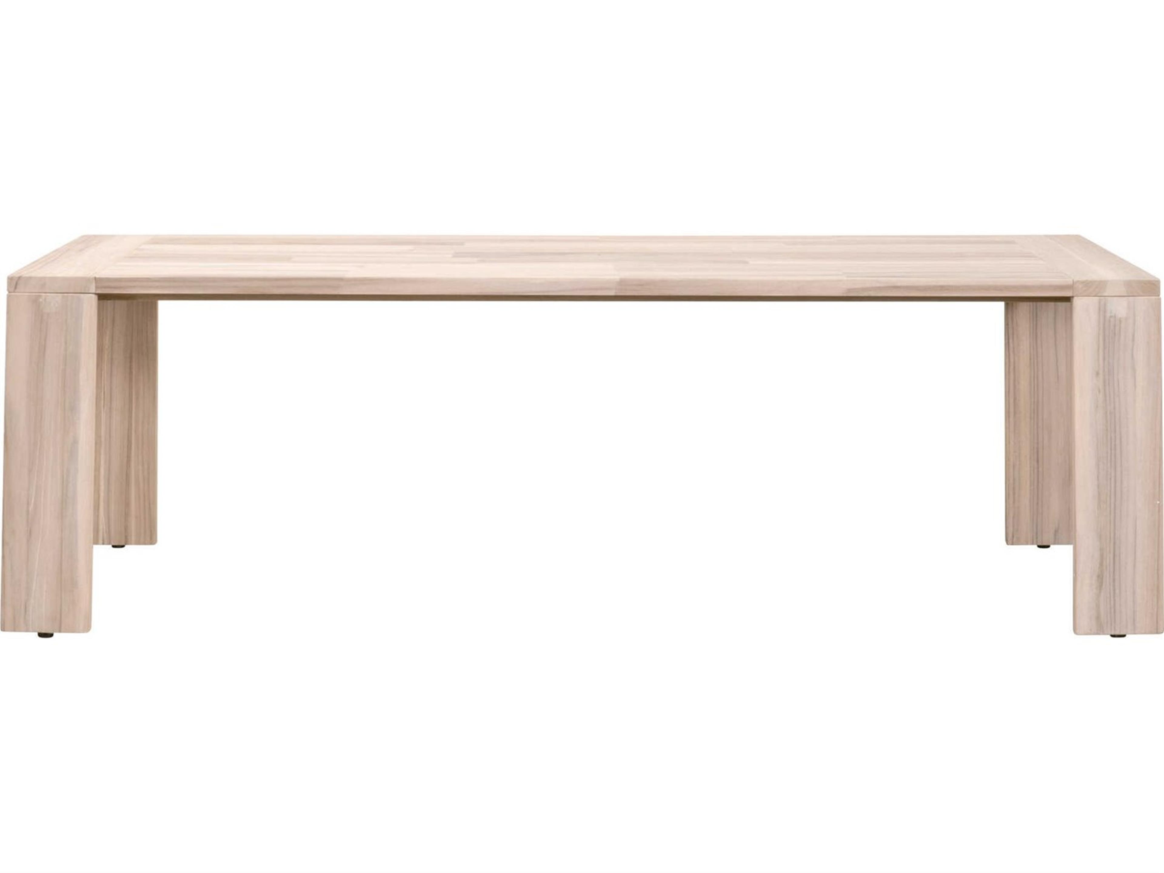 Essentials for Living Woven-Outdoor Teak Rectangular Umbrella Hole Dining Table