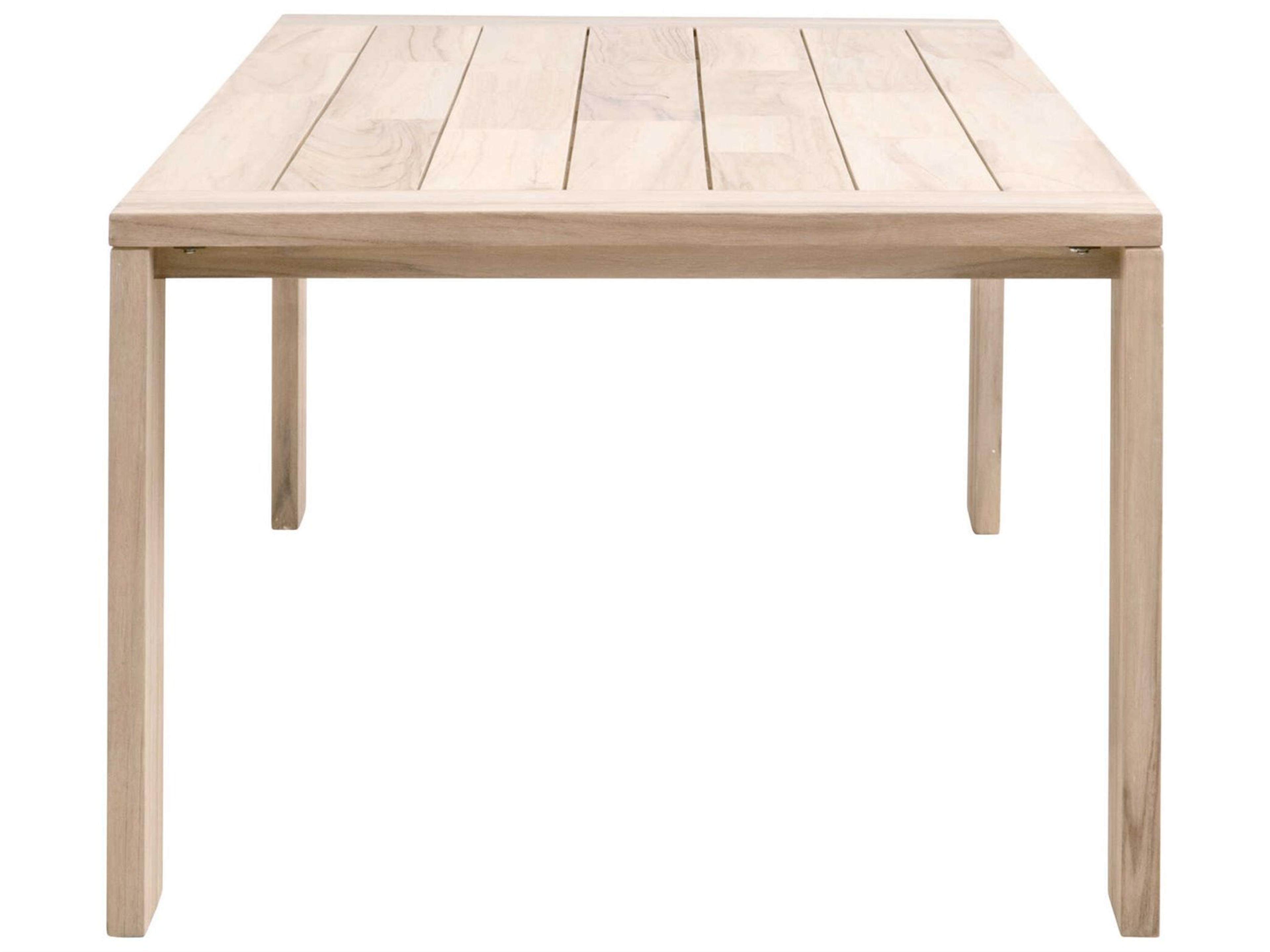 Essentials for Living Woven-Outdoor Teak Rectangular Umbrella Hole Dining Table