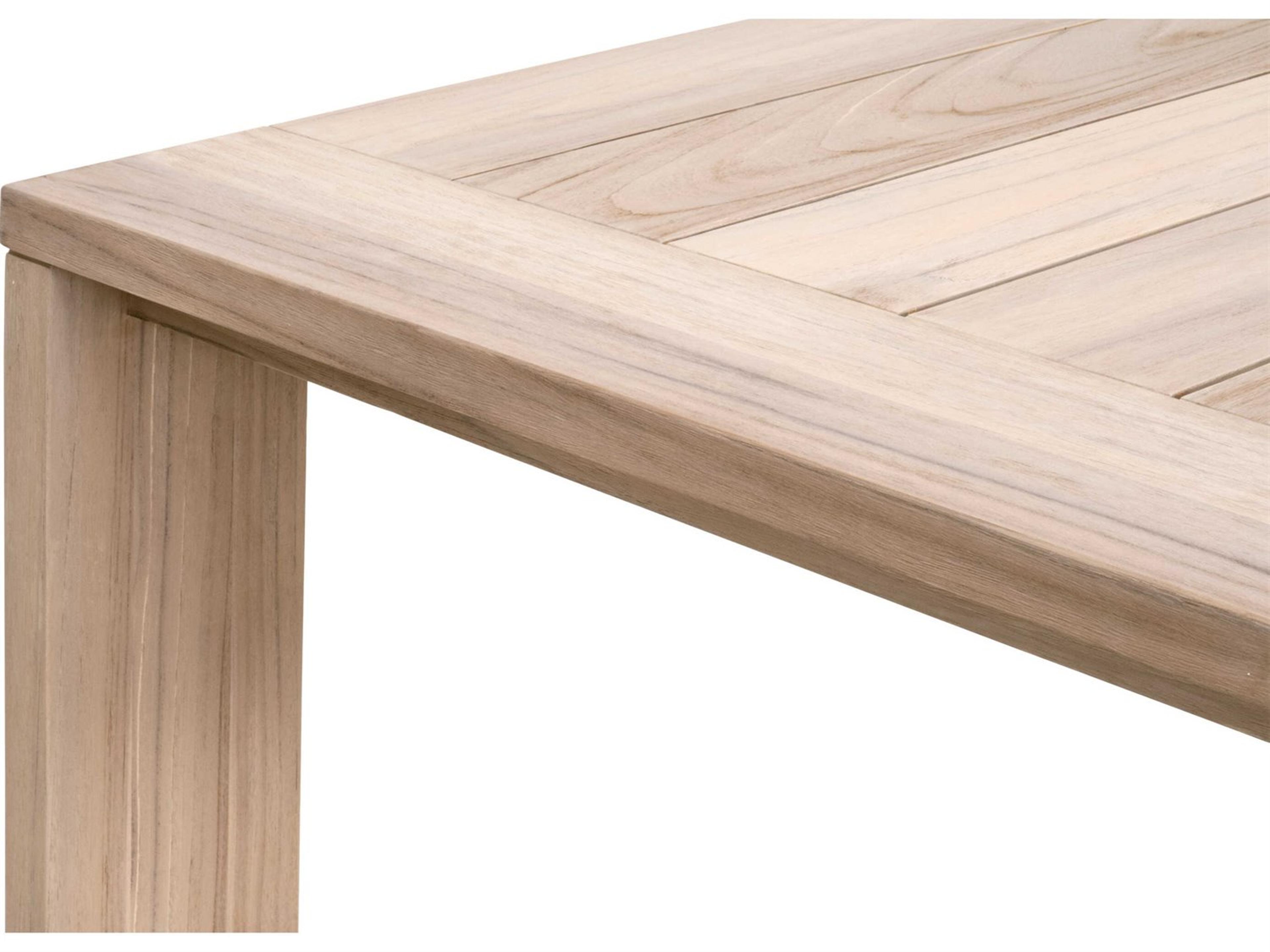 Essentials for Living Woven-Outdoor Teak Rectangular Umbrella Hole Dining Table