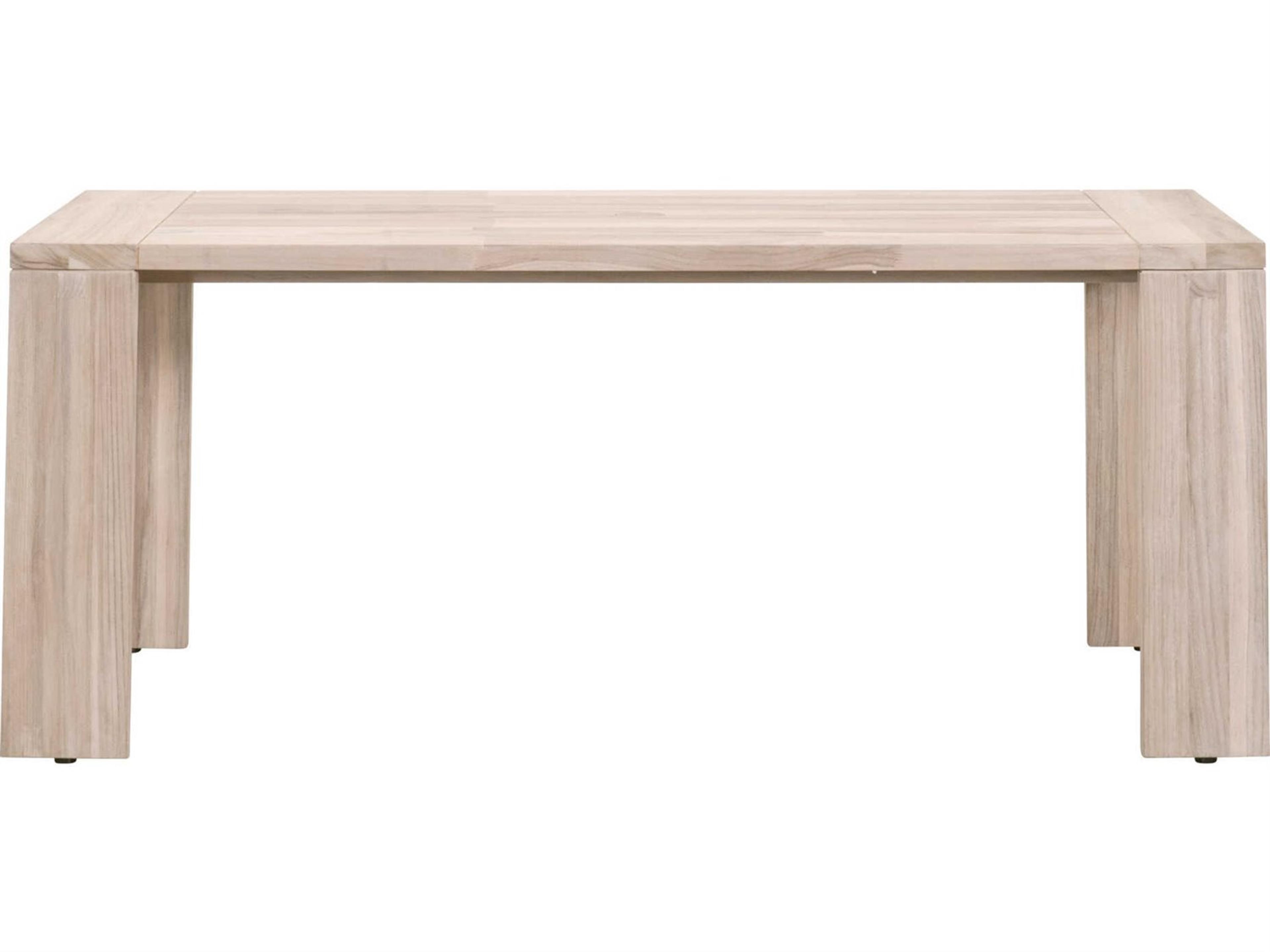 Essentials for Living Woven-Outdoor Teak Rectangular Umbrella Hole Dining Table