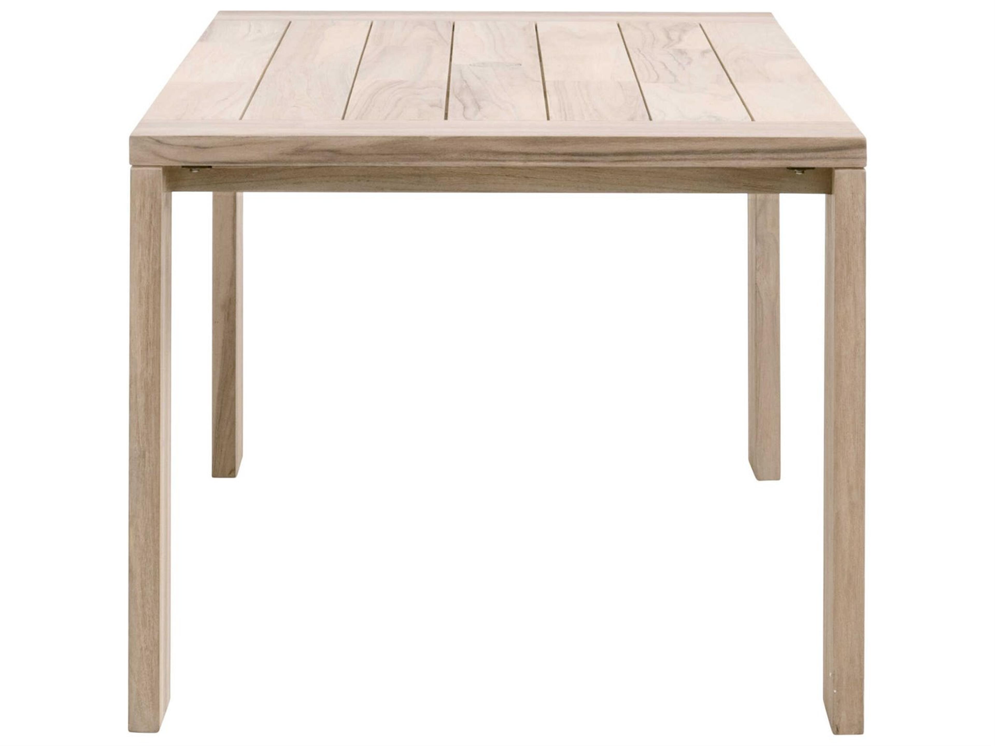 Essentials for Living Woven-Outdoor Teak Rectangular Umbrella Hole Dining Table