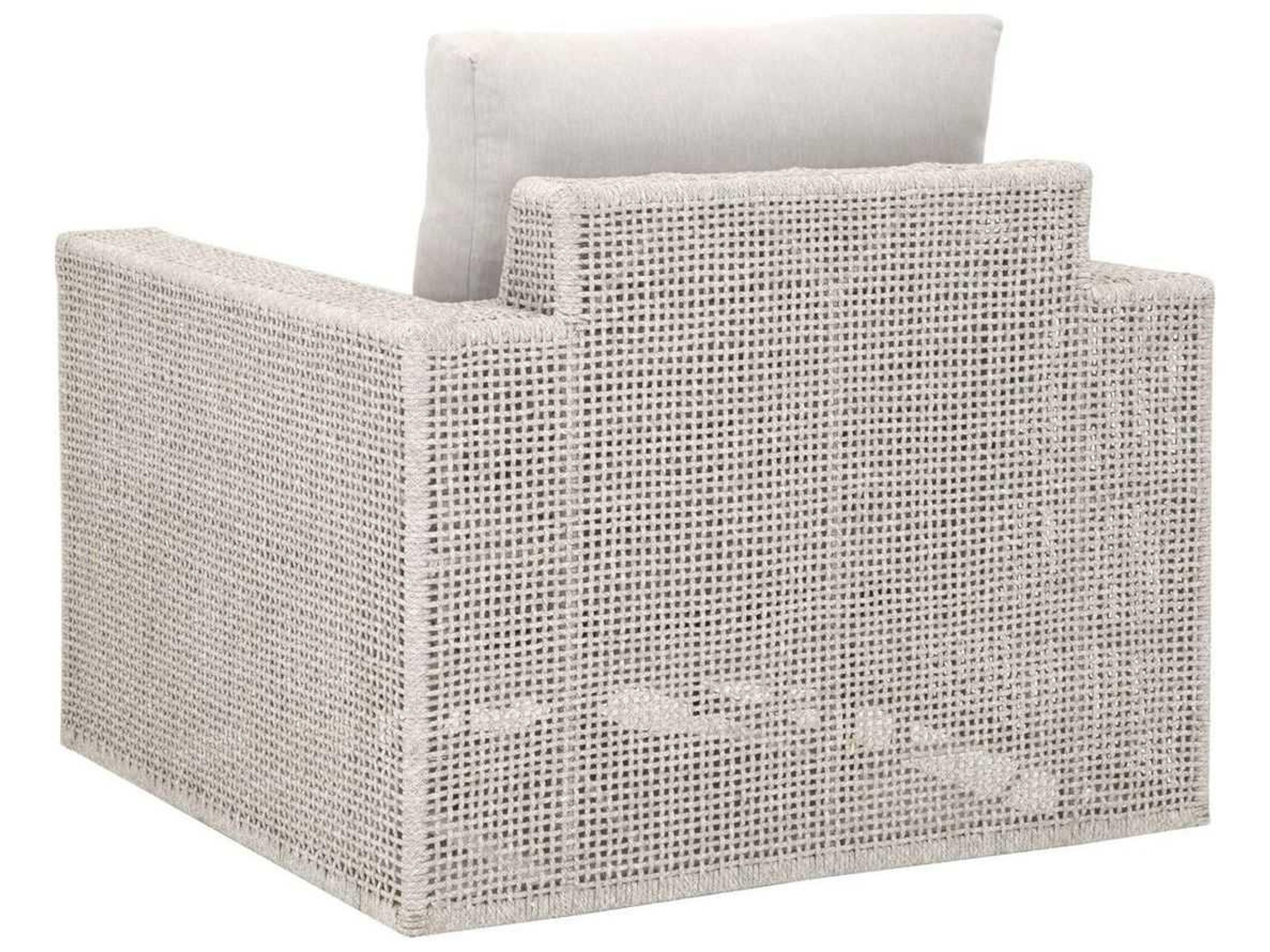 Luxecor Respite Outdoor Rope Taupe & White Flat / Pumice Aluminum Cushion Swivel Rocker Lounge Chair