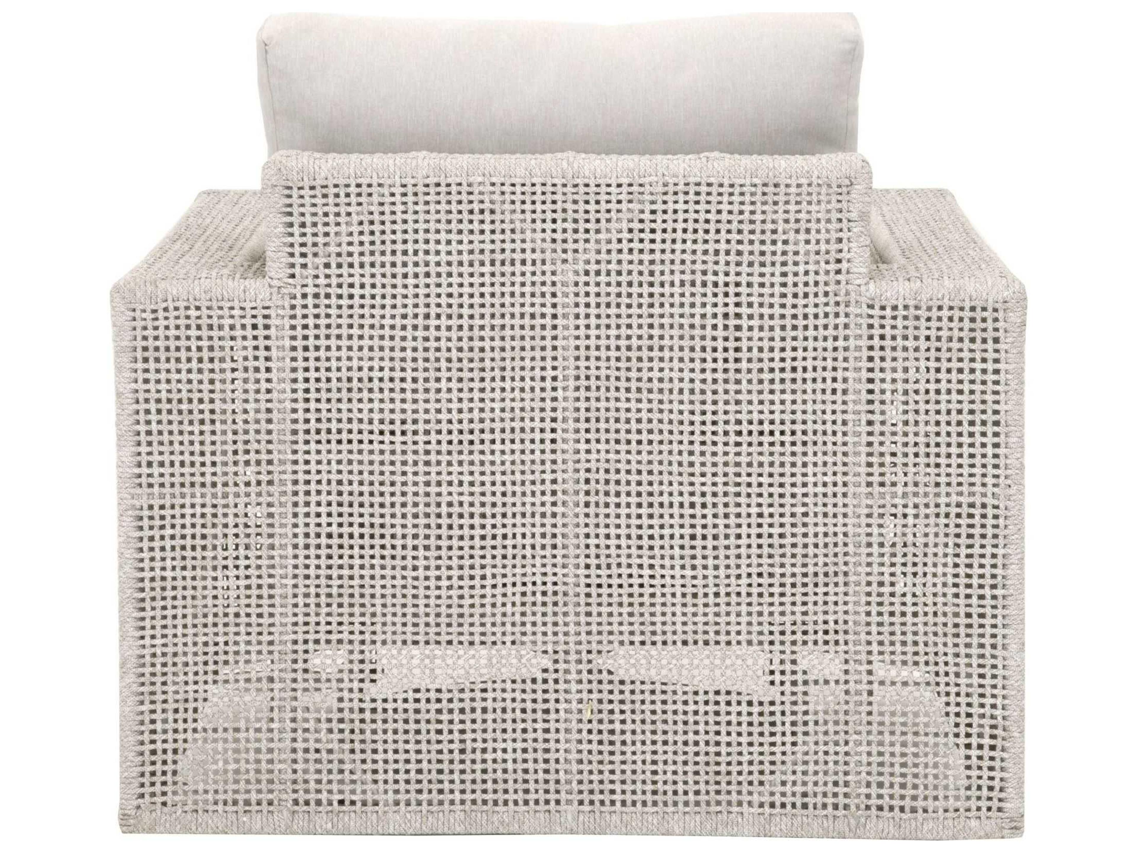 Luxecor Respite Outdoor Rope Taupe & White Flat / Pumice Aluminum Cushion Swivel Rocker Lounge Chair