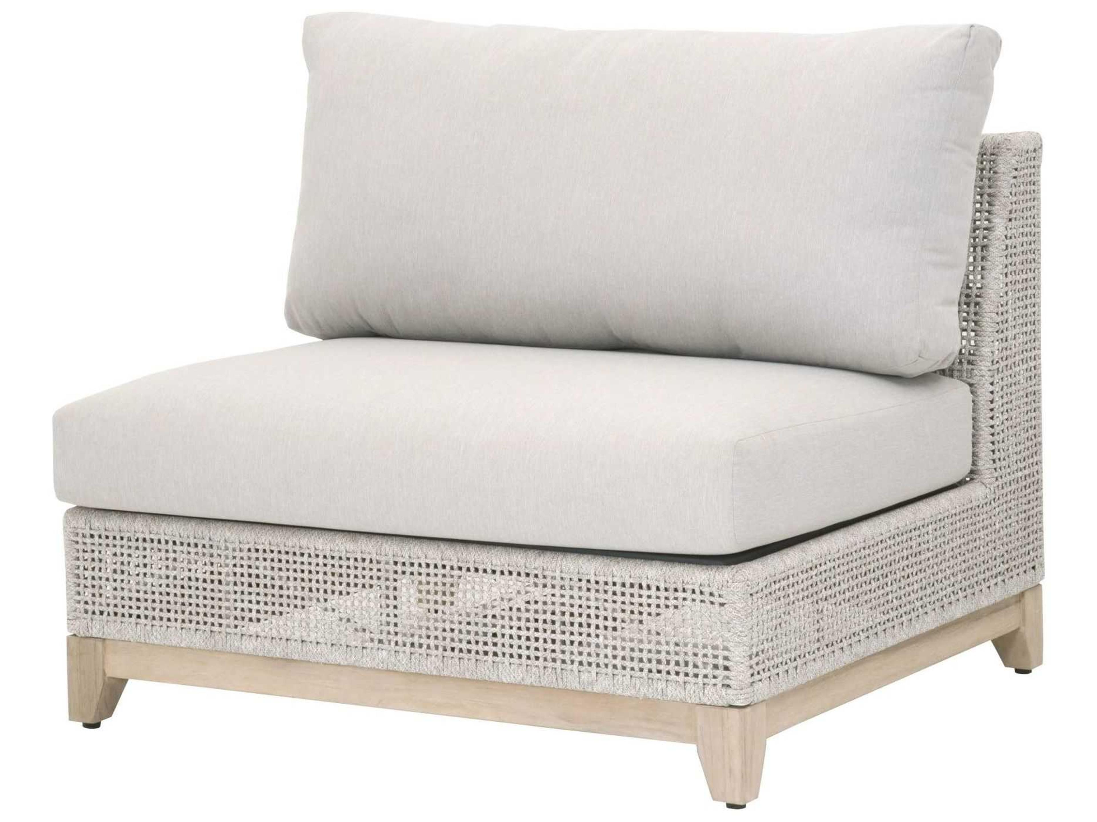 Respite Outdoor Rope Taupe & White Flat / Pumice Cushion Modular Chair
