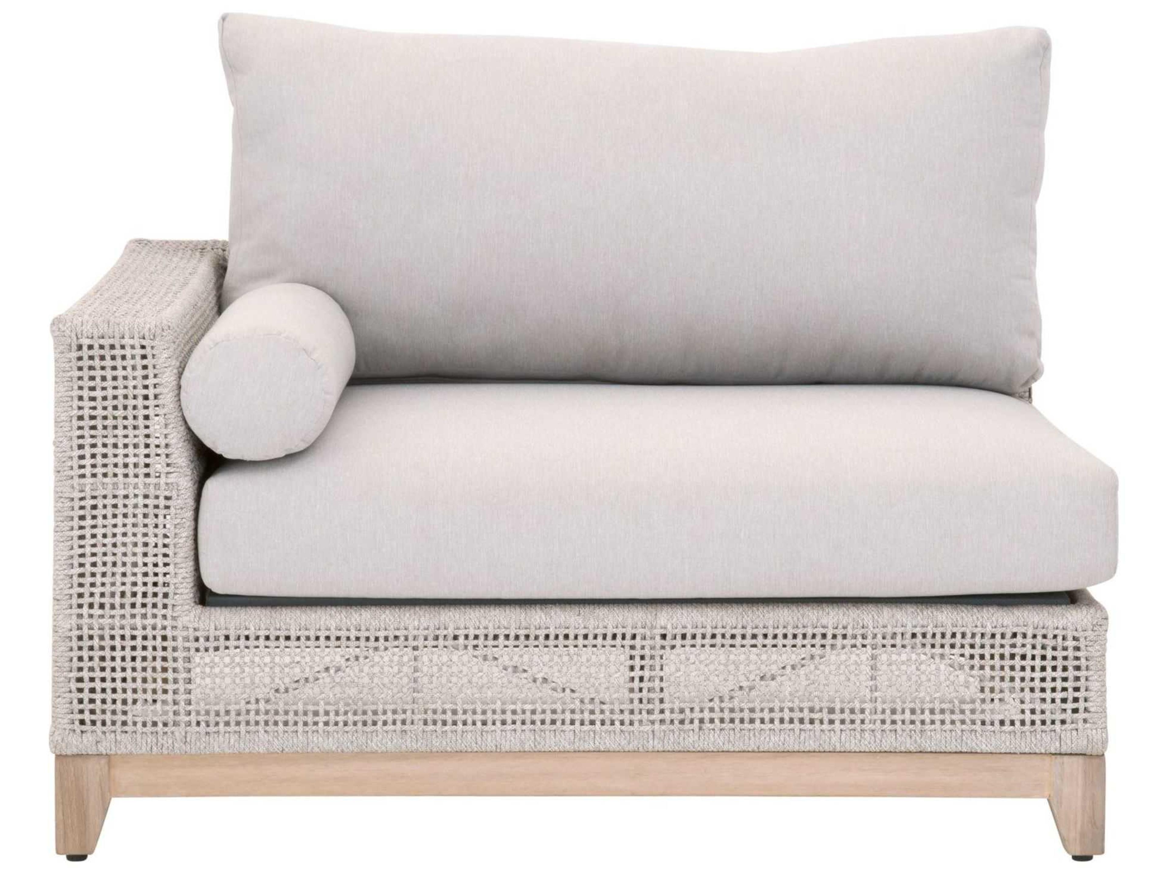 Luxecor Respite Outdoor Rope Taupe & White Flat / Pumice Left Facing Cushion Lounge Chair