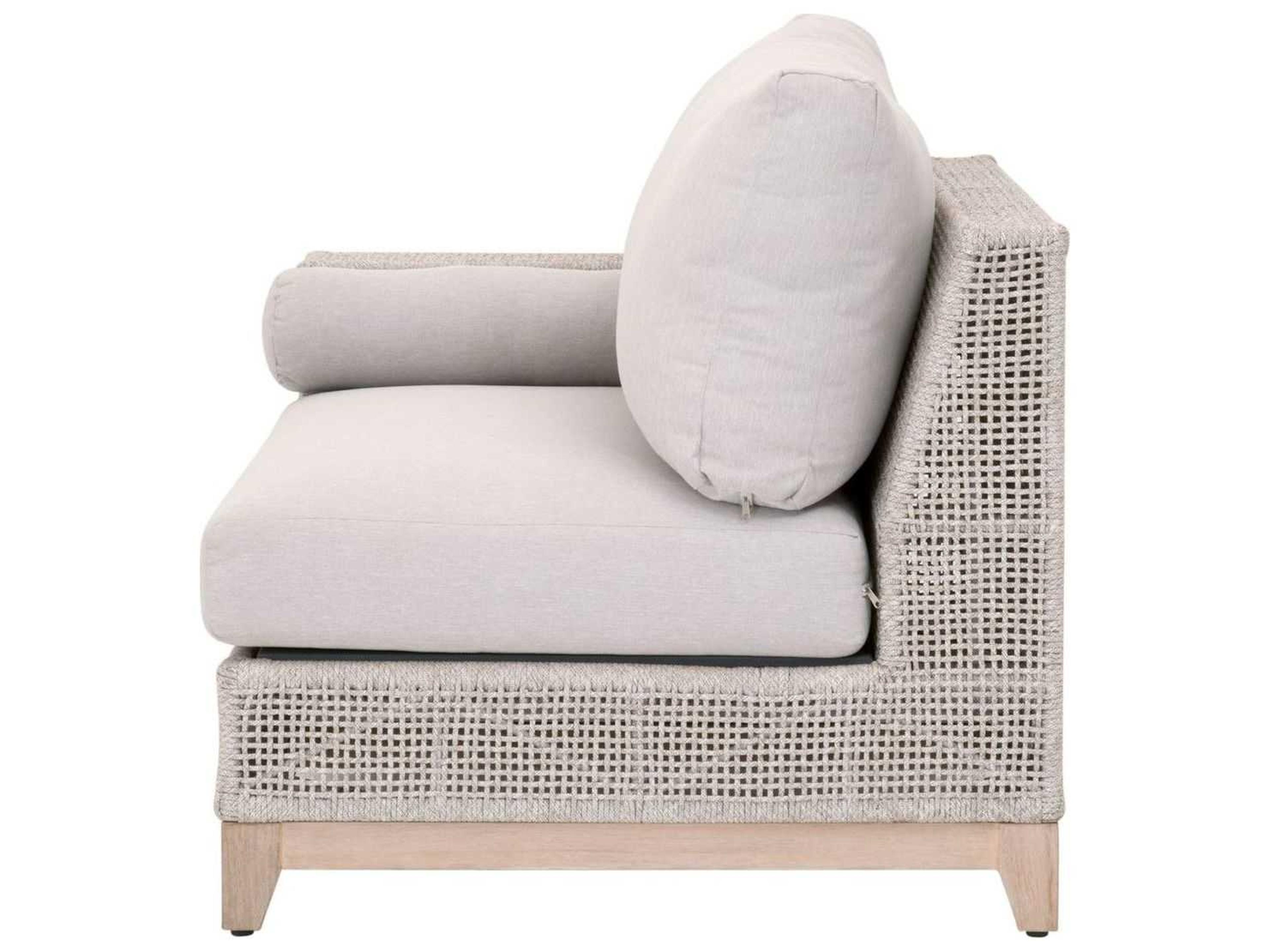 Luxecor Respite Outdoor Rope Taupe & White Flat / Pumice Left Facing Cushion Lounge Chair