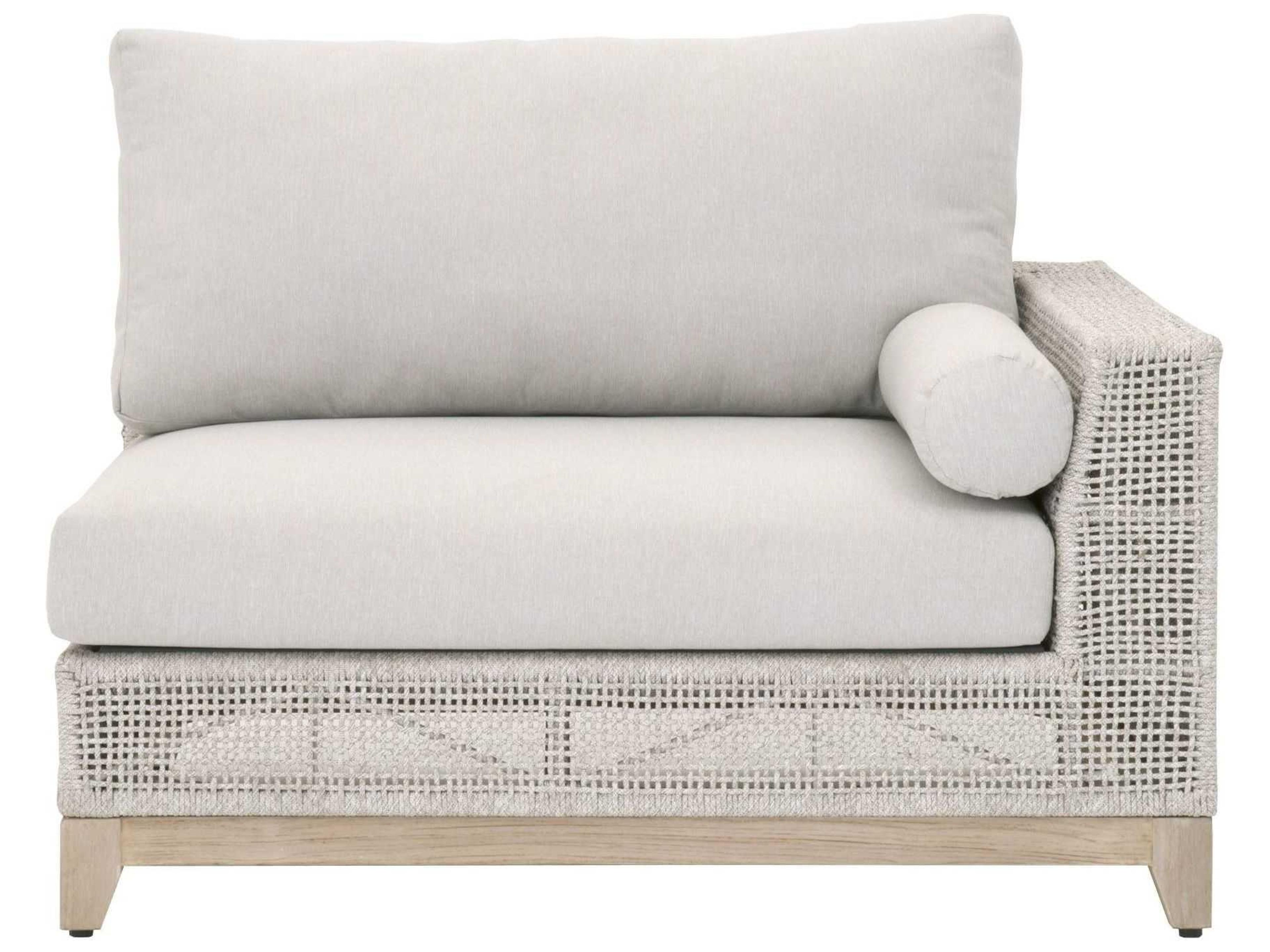 Luxecor Respite Outdoor Rope Taupe & White Flat / Pumice Right Facing Cushion Lounge Chair