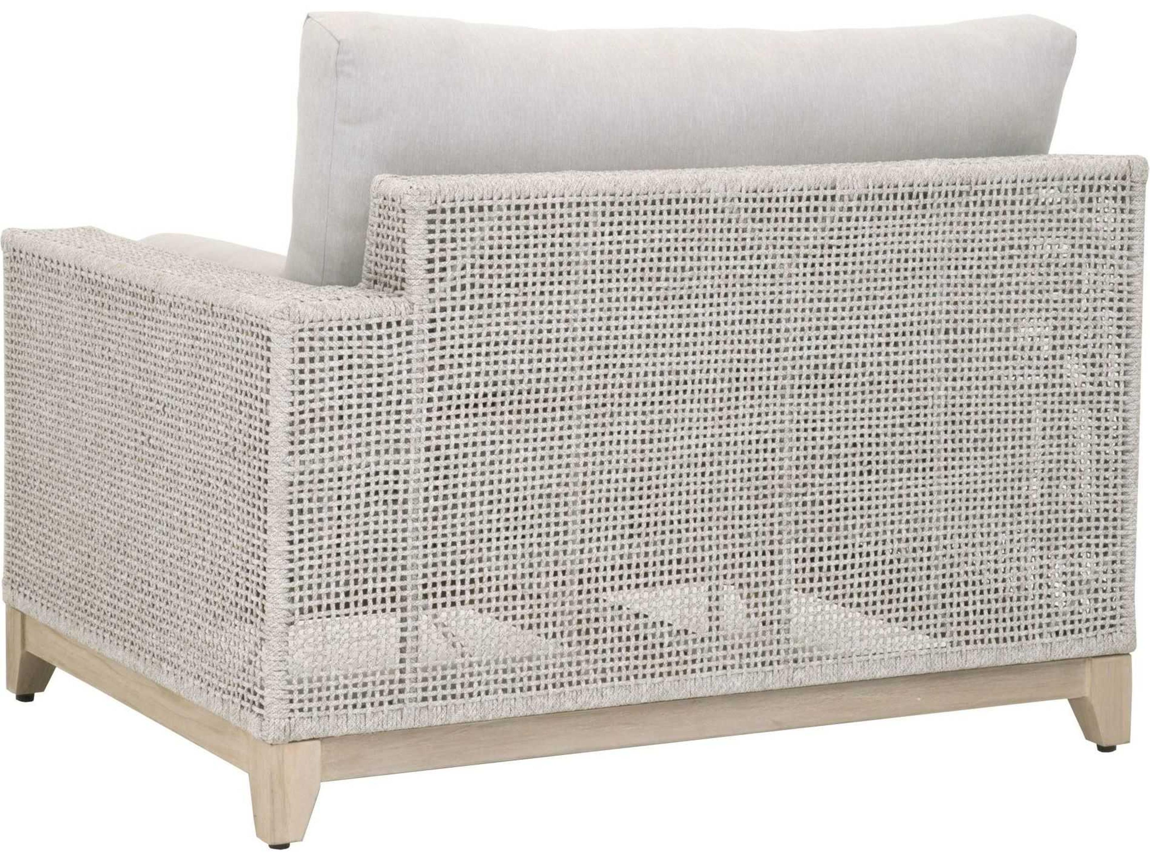 Luxecor Respite Outdoor Rope Taupe & White Flat / Pumice Right Facing Cushion Lounge Chair