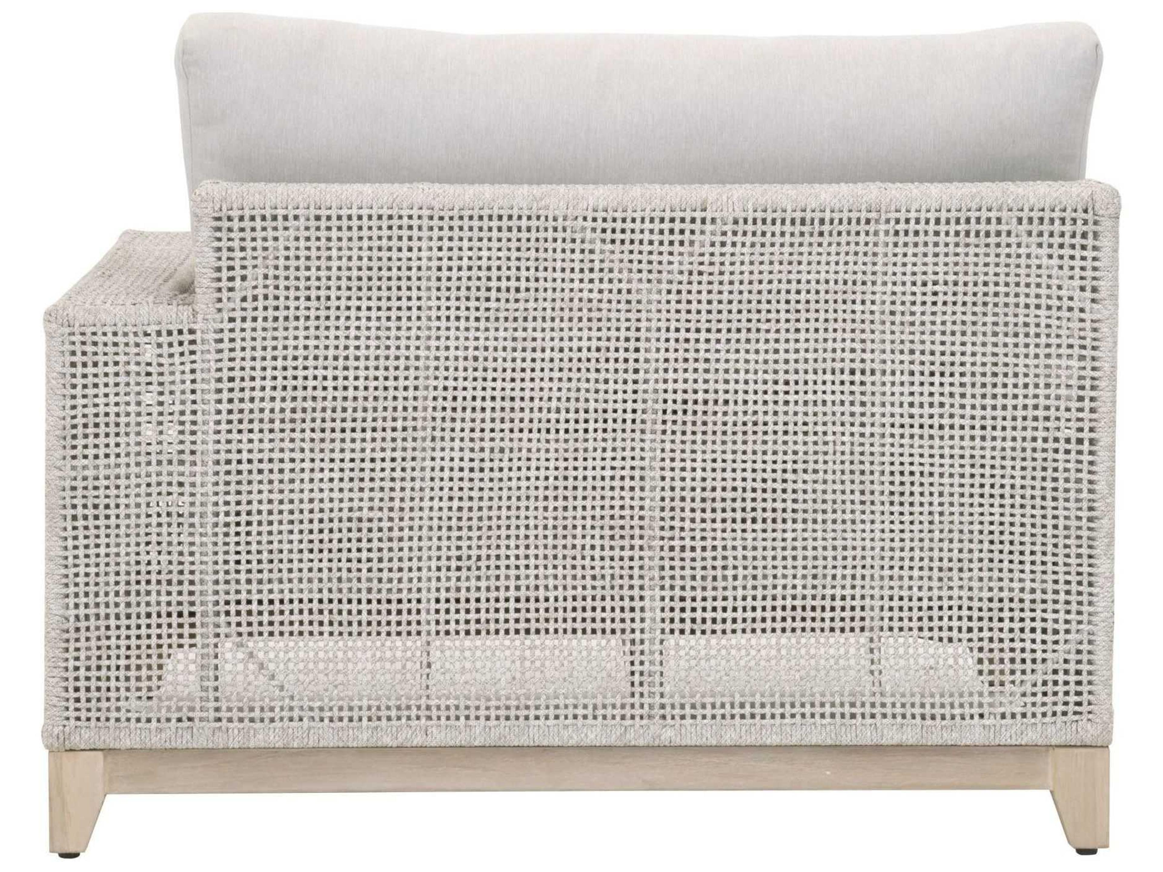 Luxecor Respite Outdoor Rope Taupe & White Flat / Pumice Right Facing Cushion Lounge Chair