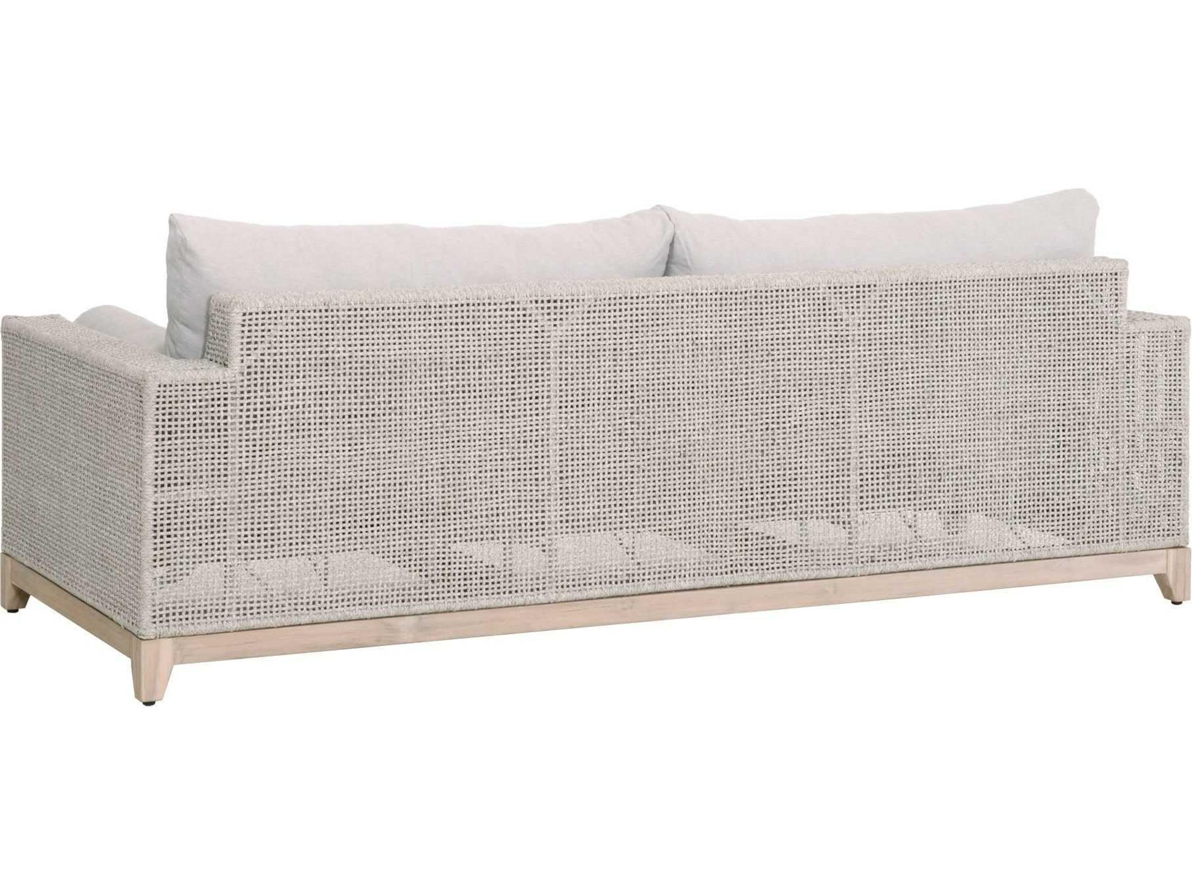 Essentials for Living Outdoor Woven Rope Taupe & White Flat / Pumice Cushion Sofa