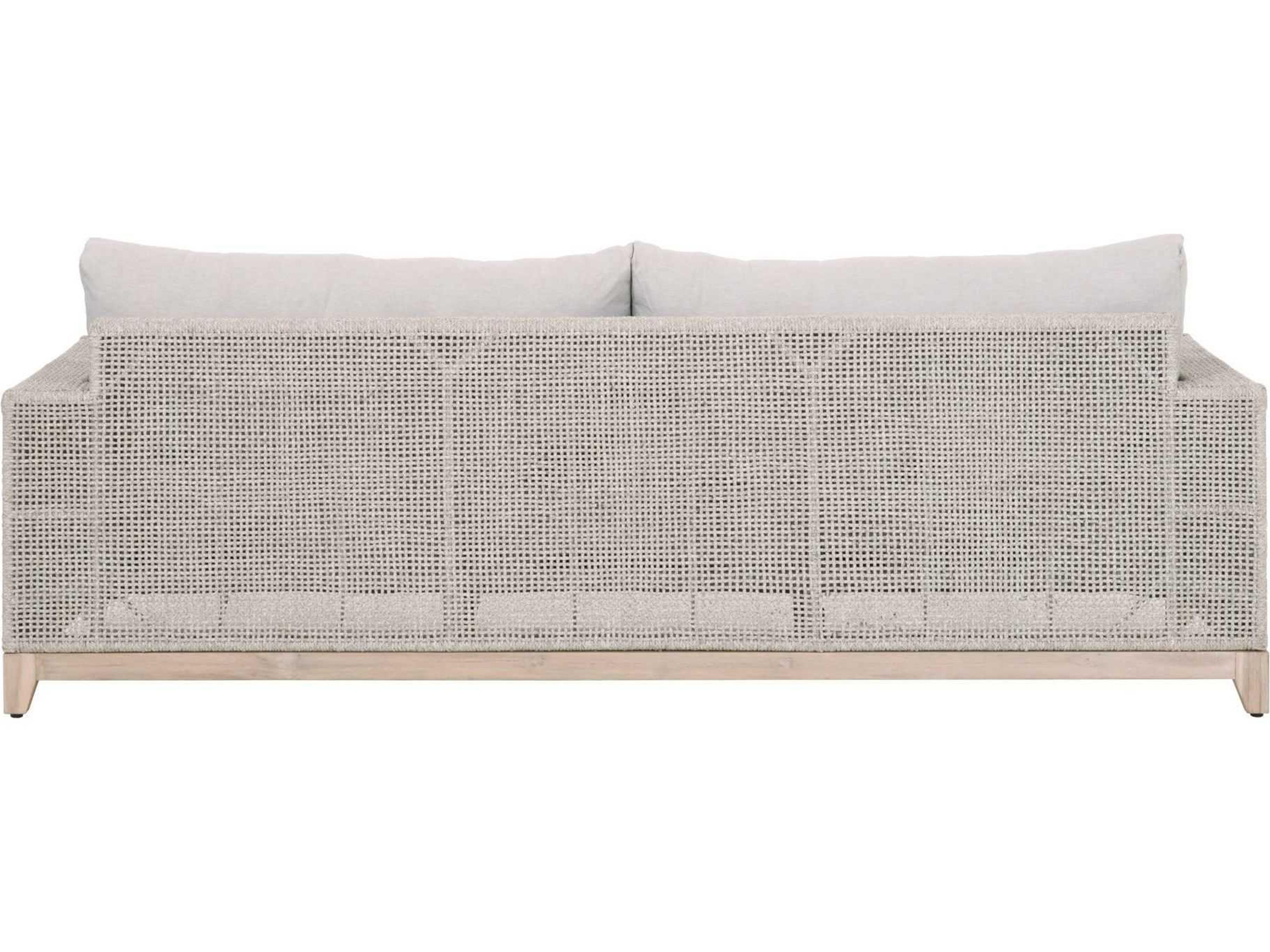 Essentials for Living Outdoor Woven Rope Taupe & White Flat / Pumice Cushion Sofa
