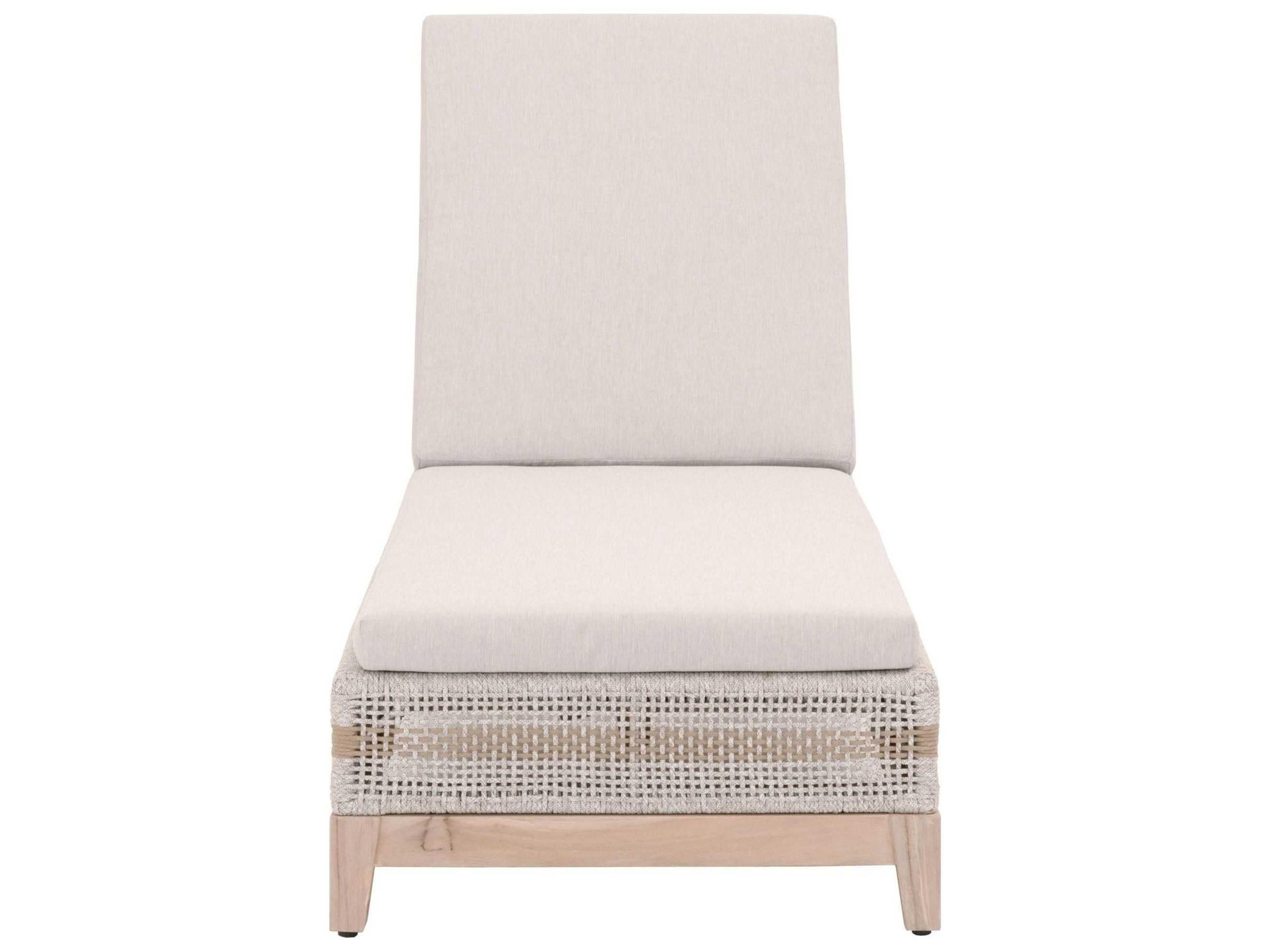Essentials for Living Outdoor Woven Rope Taupe & White Flat / Pumice Cushion Chaise Lounge