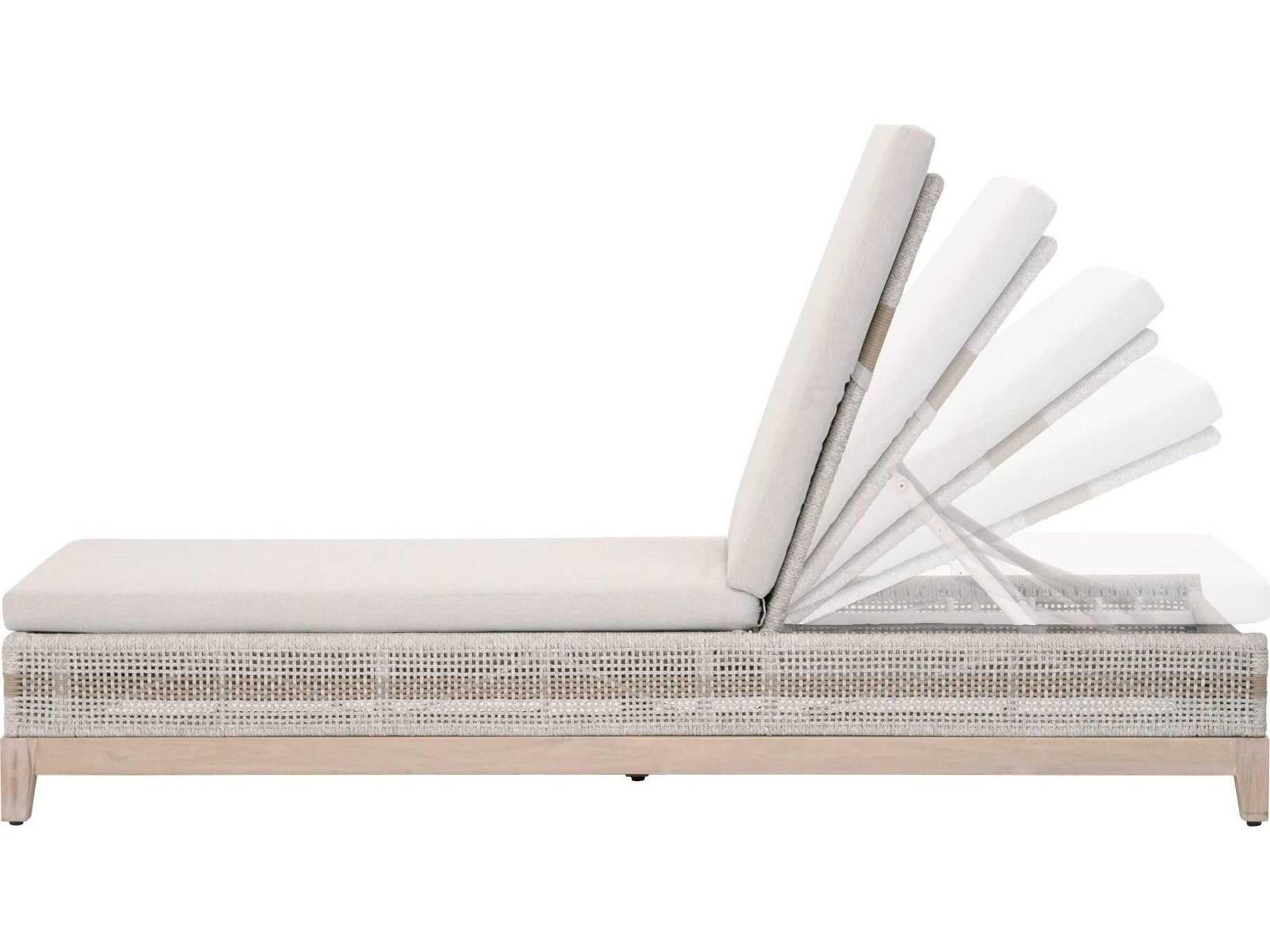 Essentials for Living Outdoor Woven Rope Taupe & White Flat / Pumice Cushion Chaise Lounge