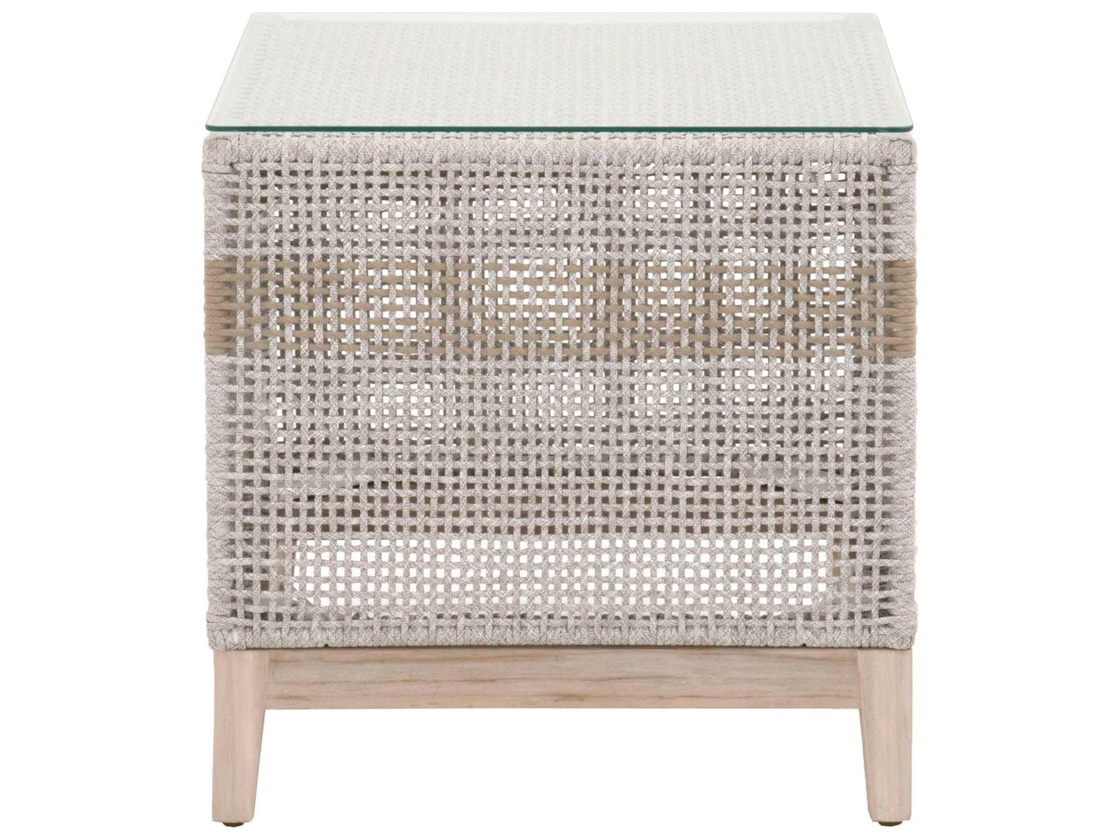 Luxecor Respite Outdoor Rope Taupe & White Flat Square End Table