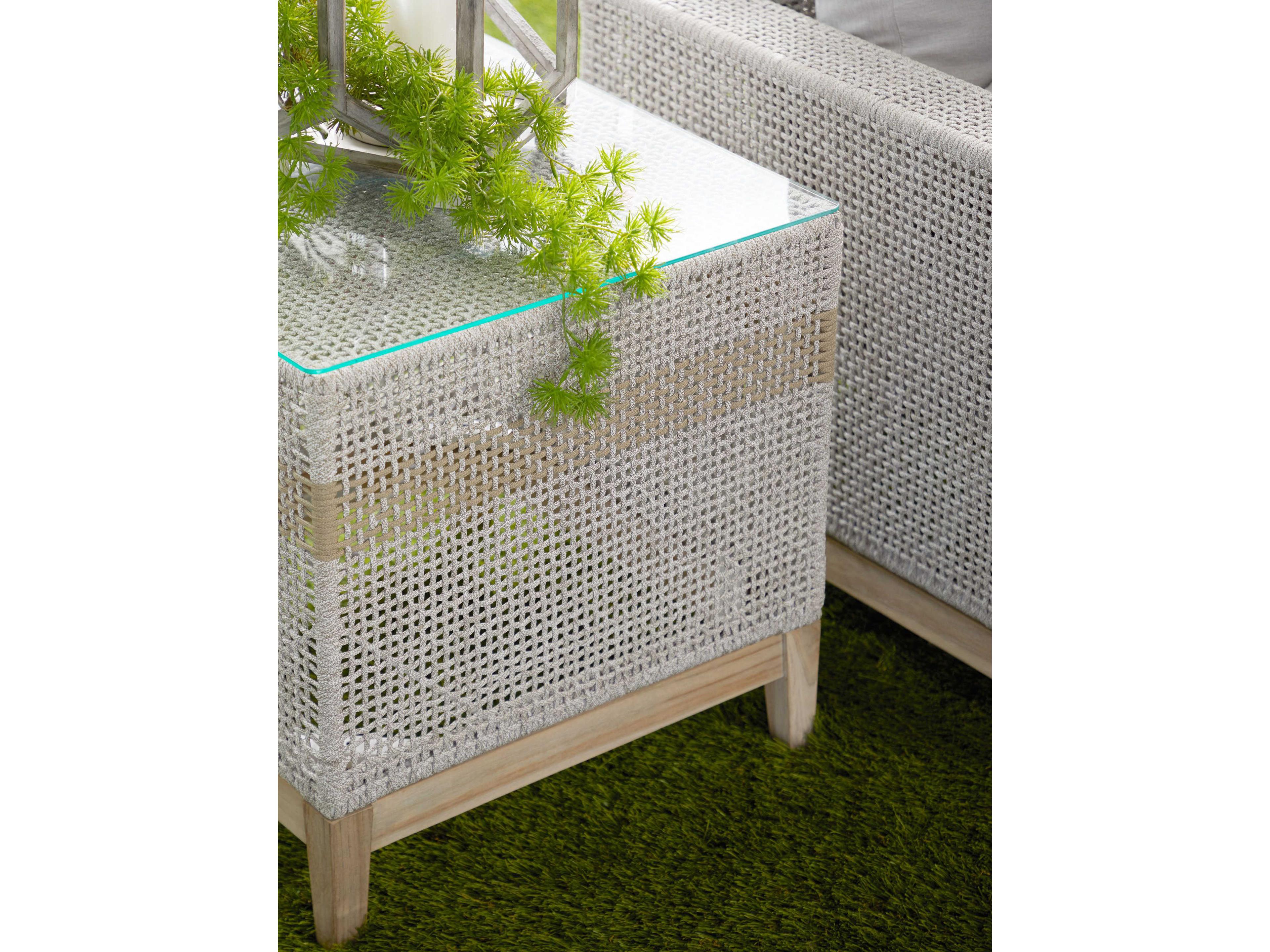 Luxecor Respite Outdoor Rope Taupe & White Flat Square End Table