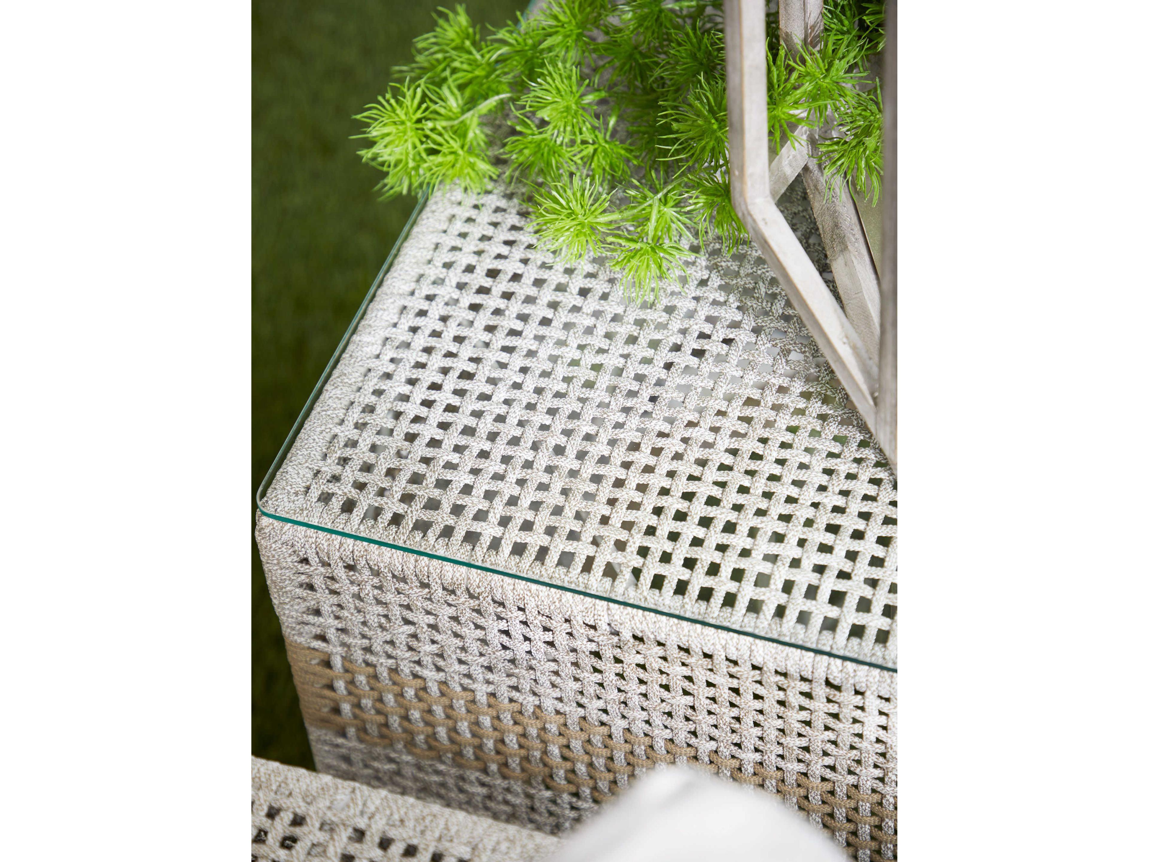 Luxecor Respite Outdoor Rope Taupe & White Flat Square End Table