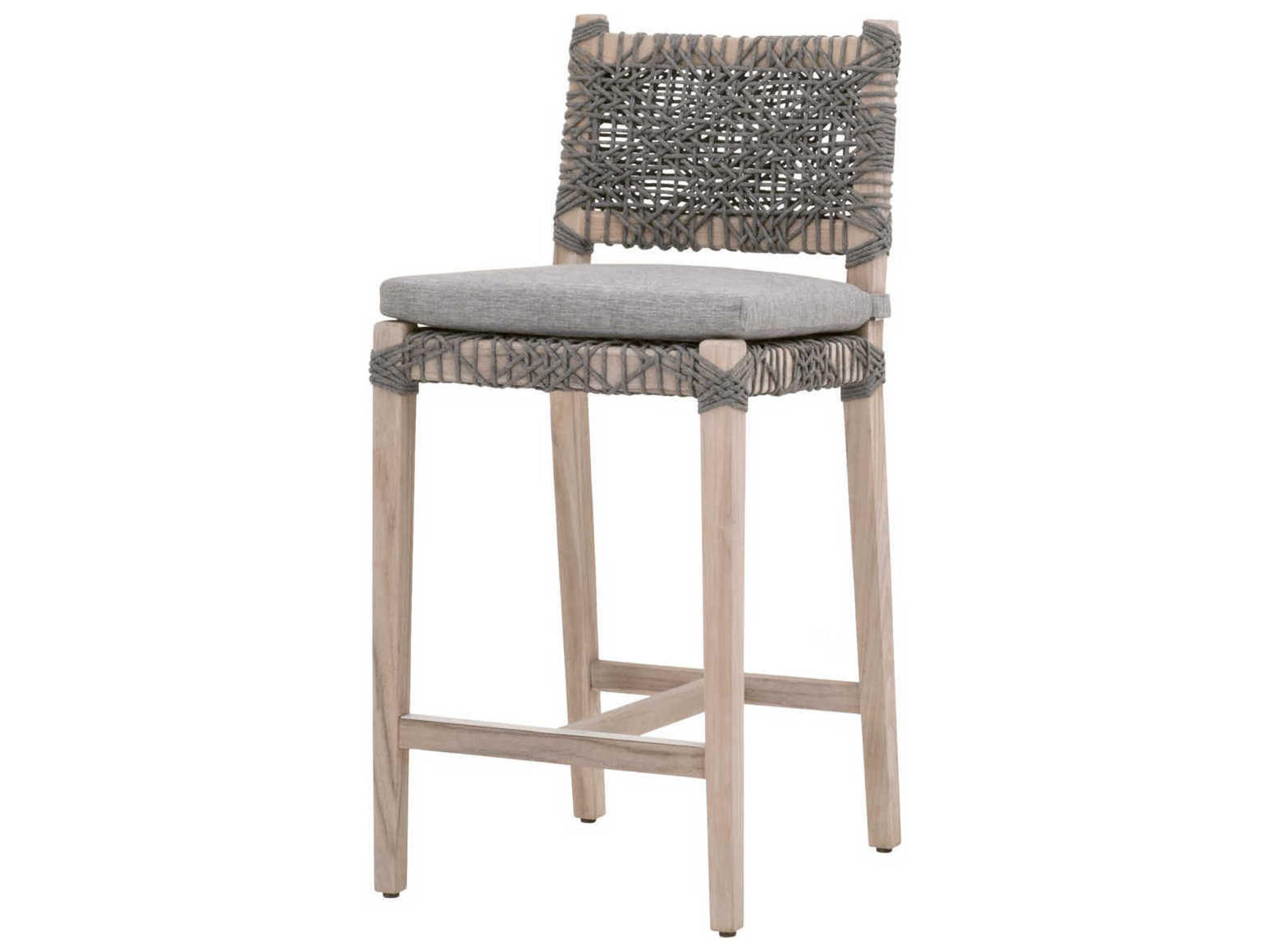 Woven Rope Dove Flat Rope / Performance Gray Teak Costa Counter Stool
