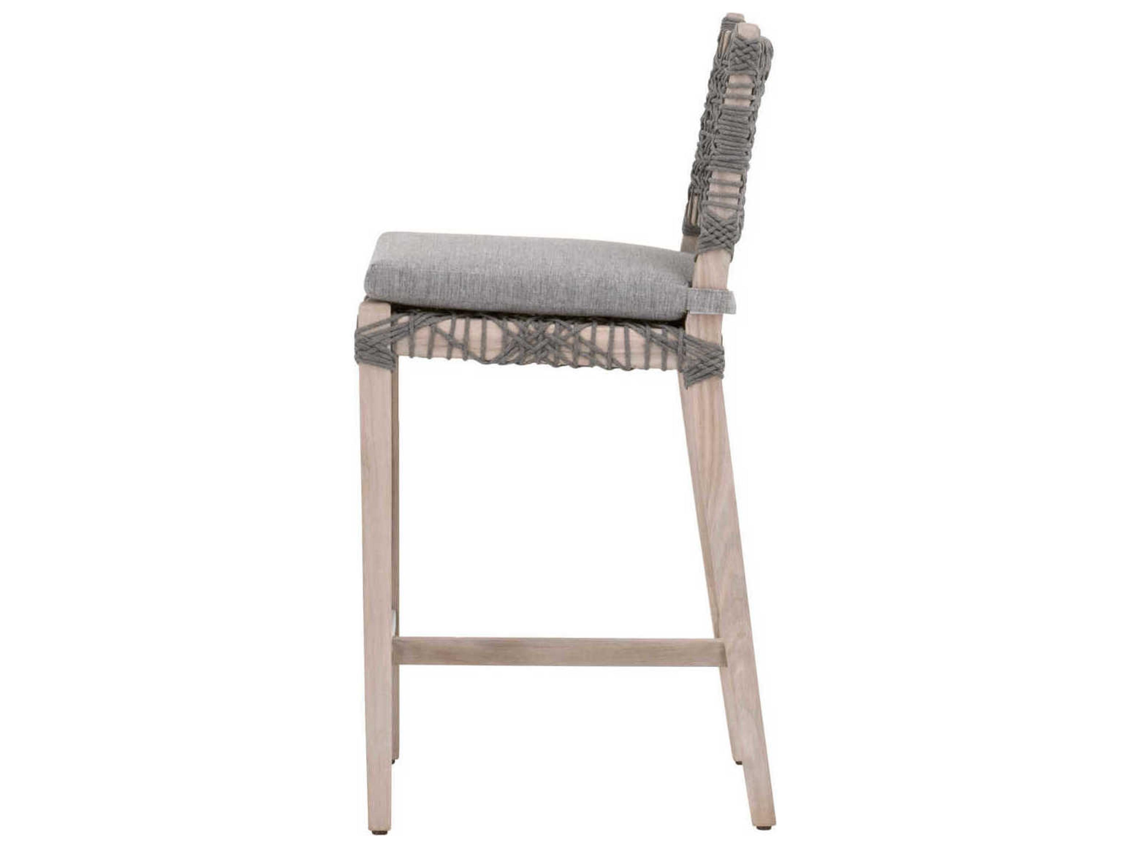 Essentials for Living Outdoor Woven Rope Dove Flat Rope / Performance Gray Teak Costa Counter Stool