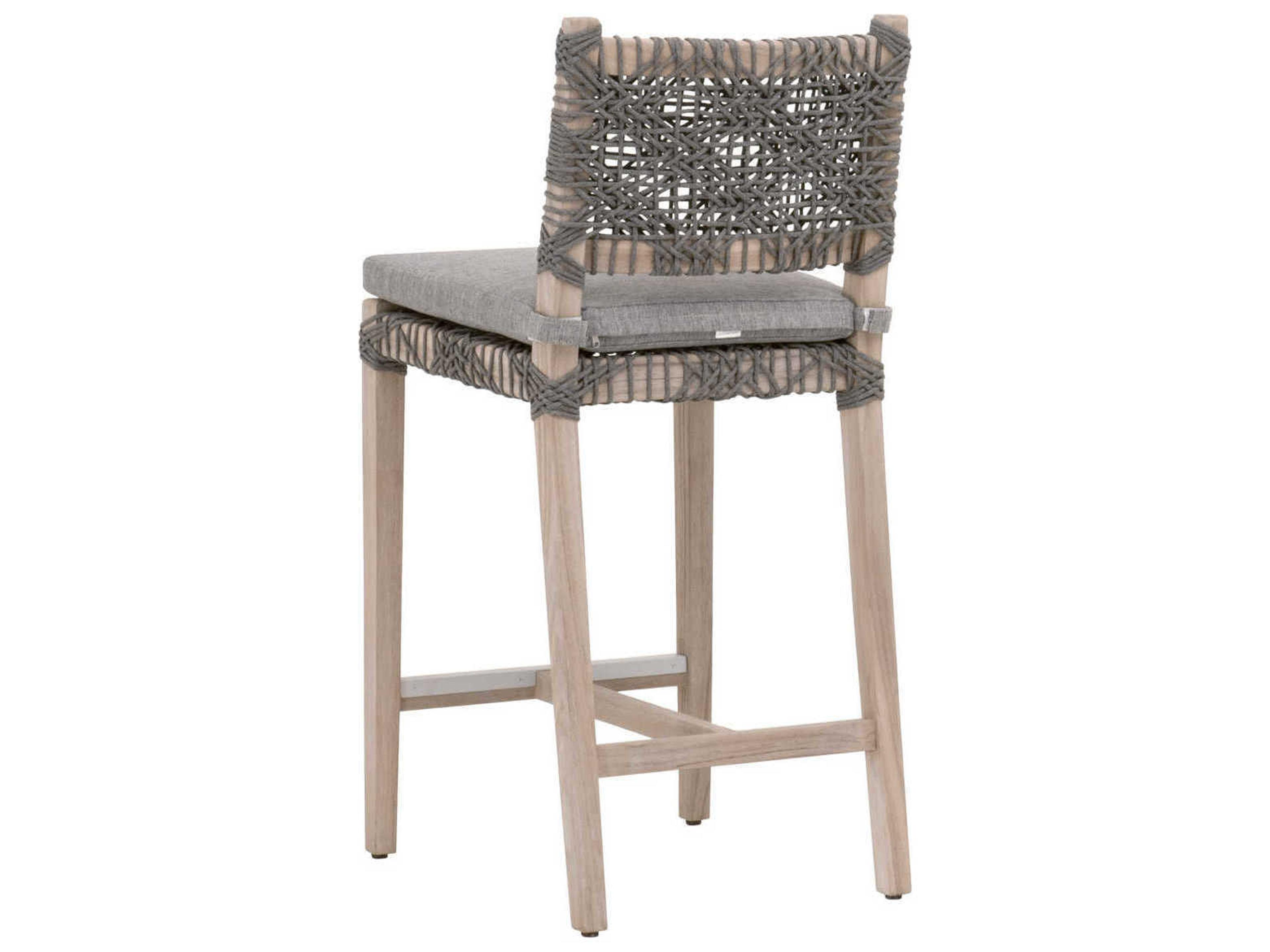 Essentials for Living Outdoor Woven Rope Dove Flat Rope / Performance Gray Teak Costa Counter Stool
