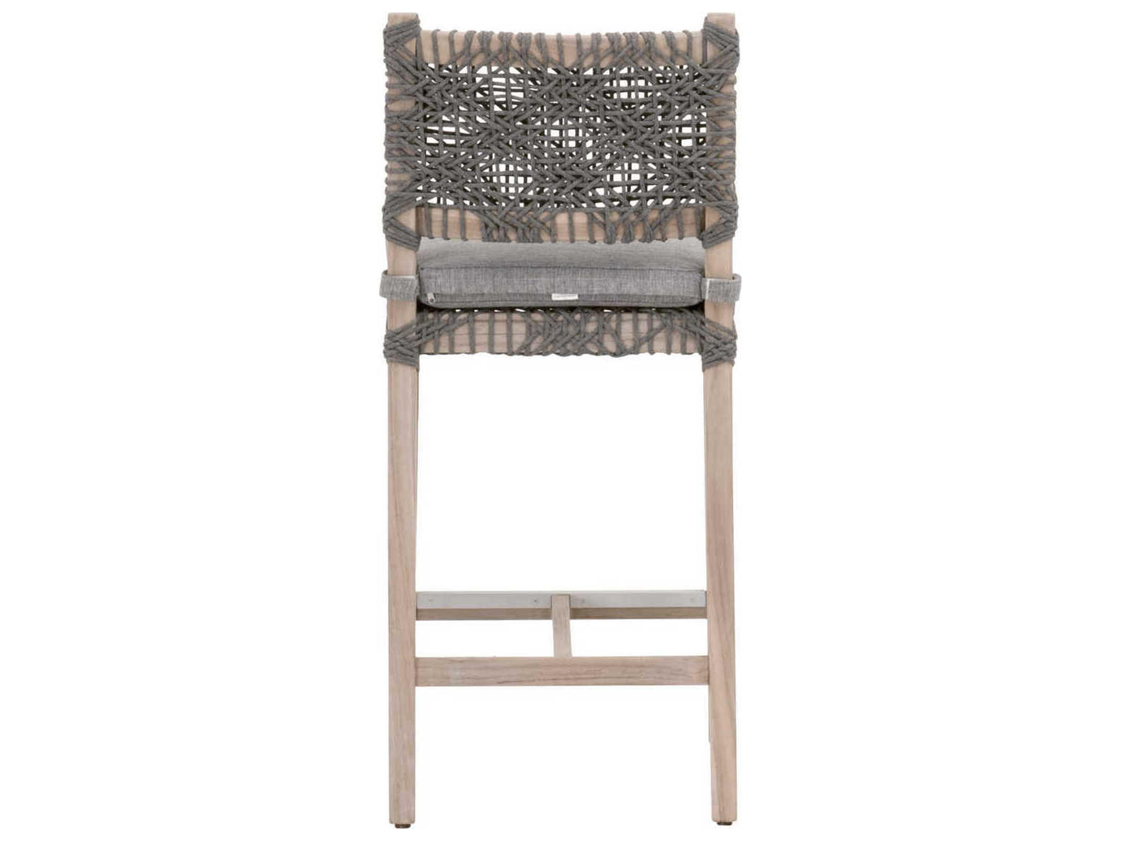 Essentials for Living Outdoor Woven Rope Dove Flat Rope / Performance Gray Teak Costa Counter Stool