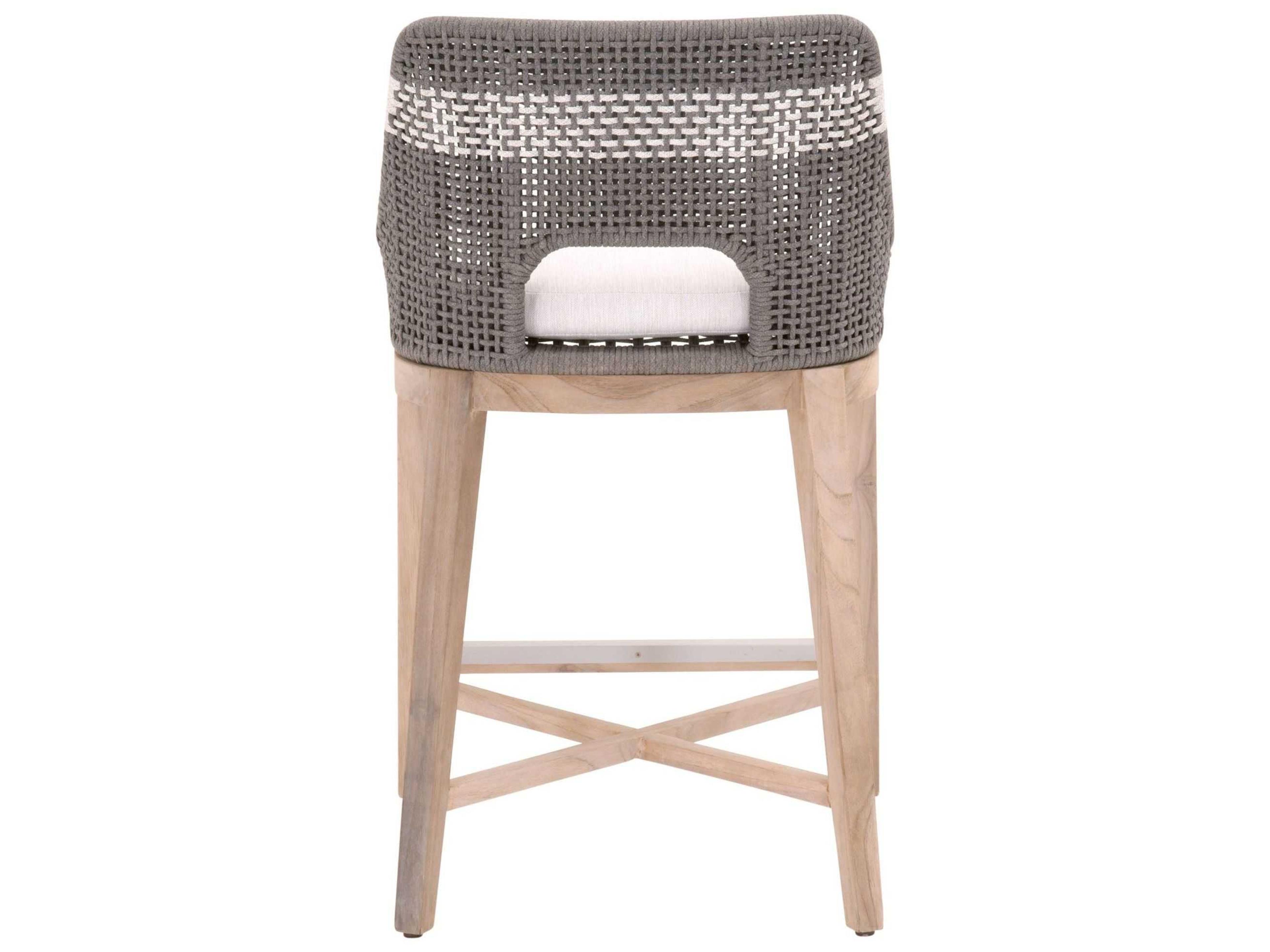 Essentials for Living Outdoor Woven Rope Dove Flat / White Speckle Cushion Counter Stool