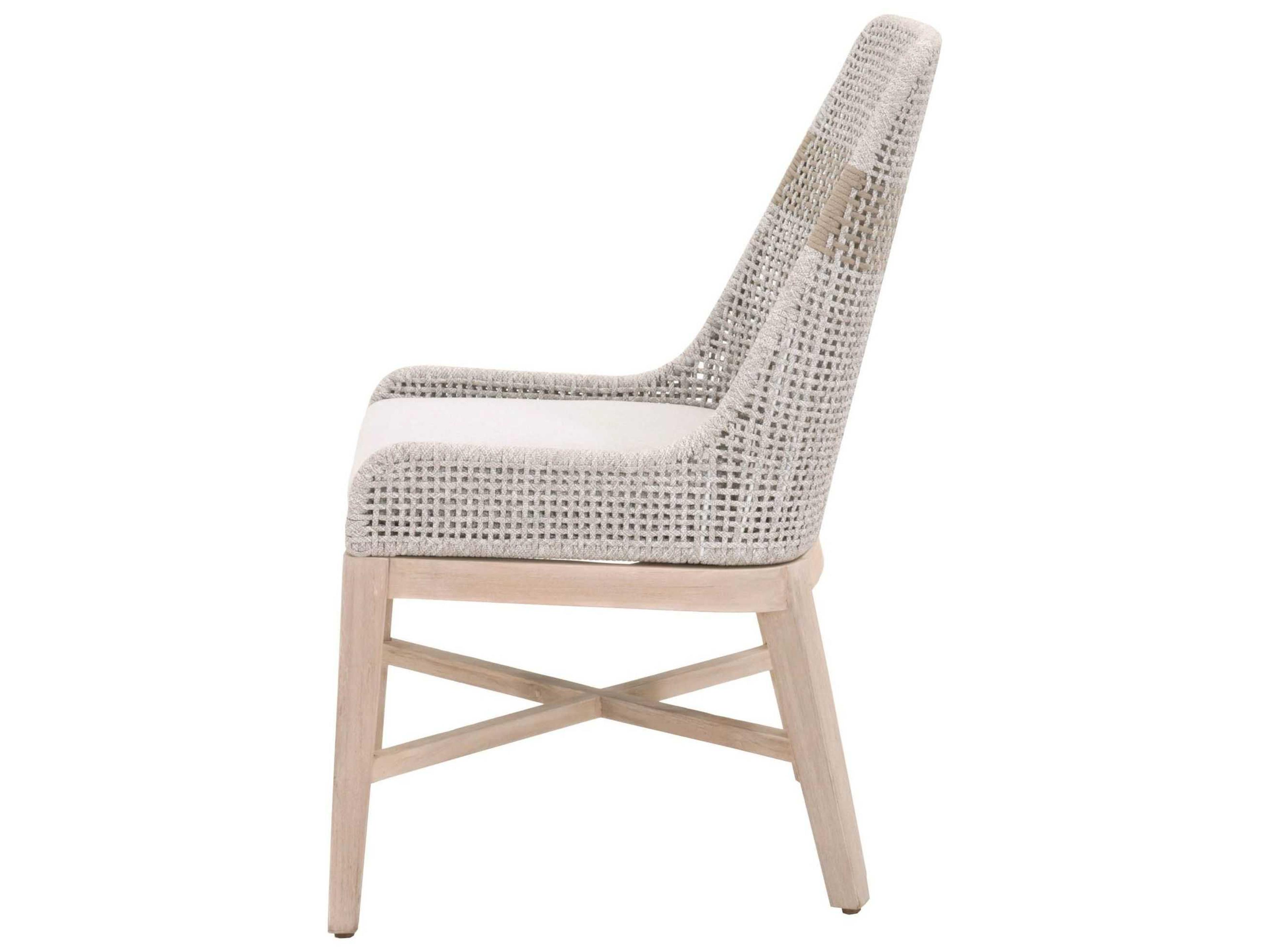 Essentials for Living Outdoor Woven Rope Taupe & White Flat / Pumice Cushion Dining Chair Set of 2