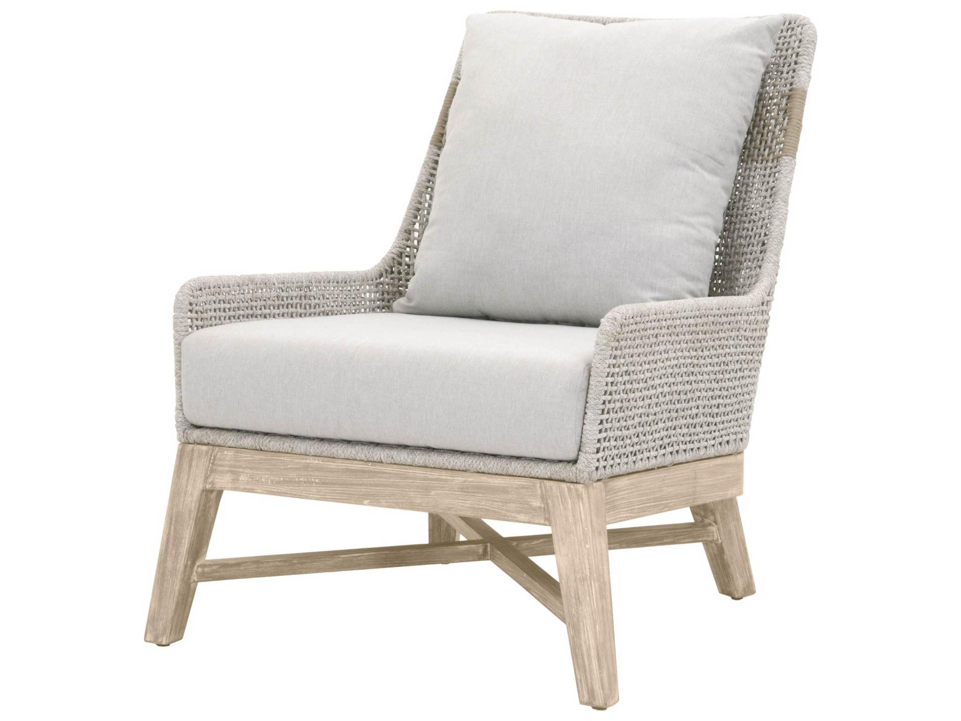 Woven Rope White Taupe Tapestry Lounge Chair with Pumice cushion