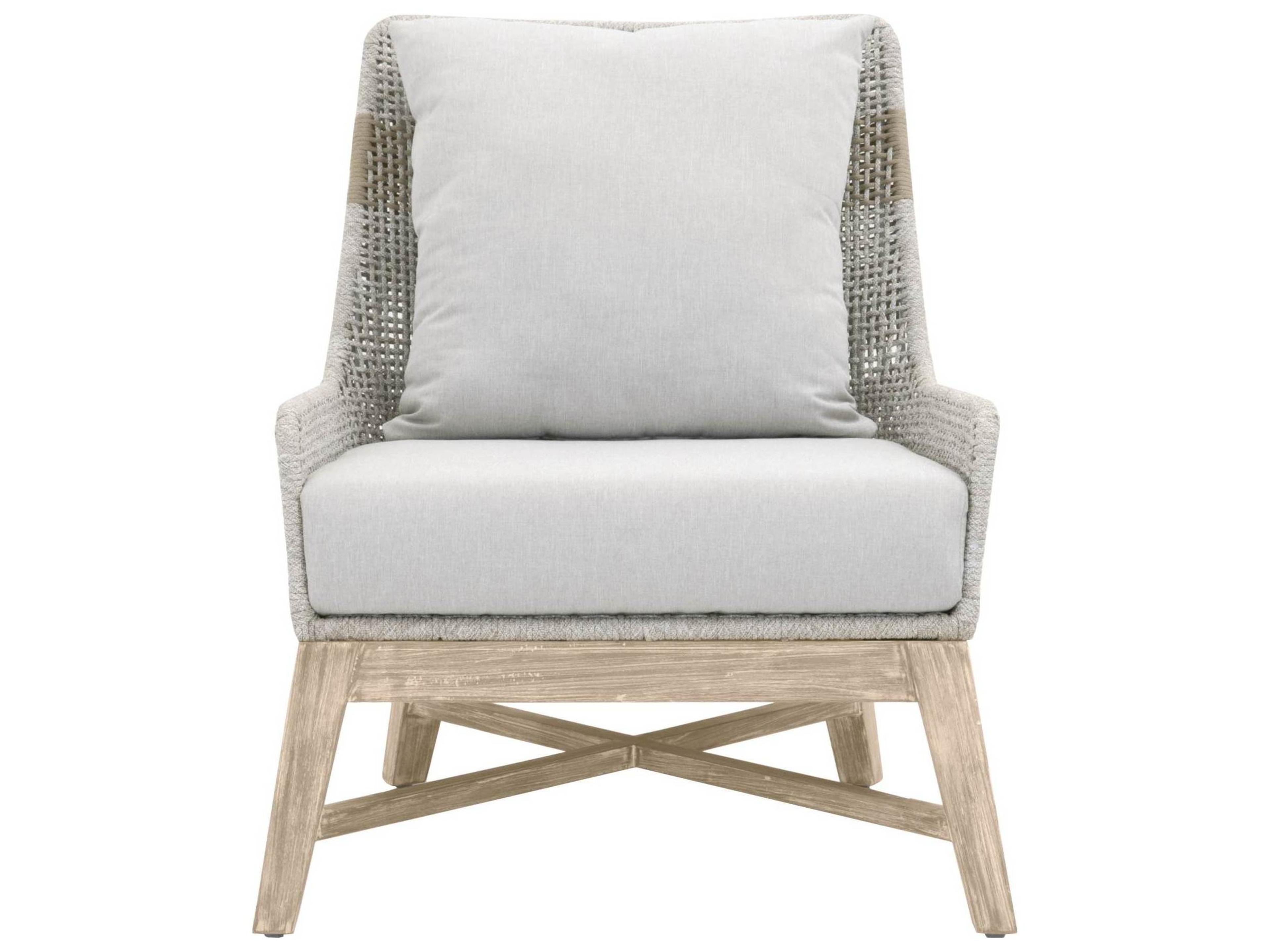 Luxecor Respite Outdoor Rope White Taupe Tapestry Lounge Chair with Pumice cushion