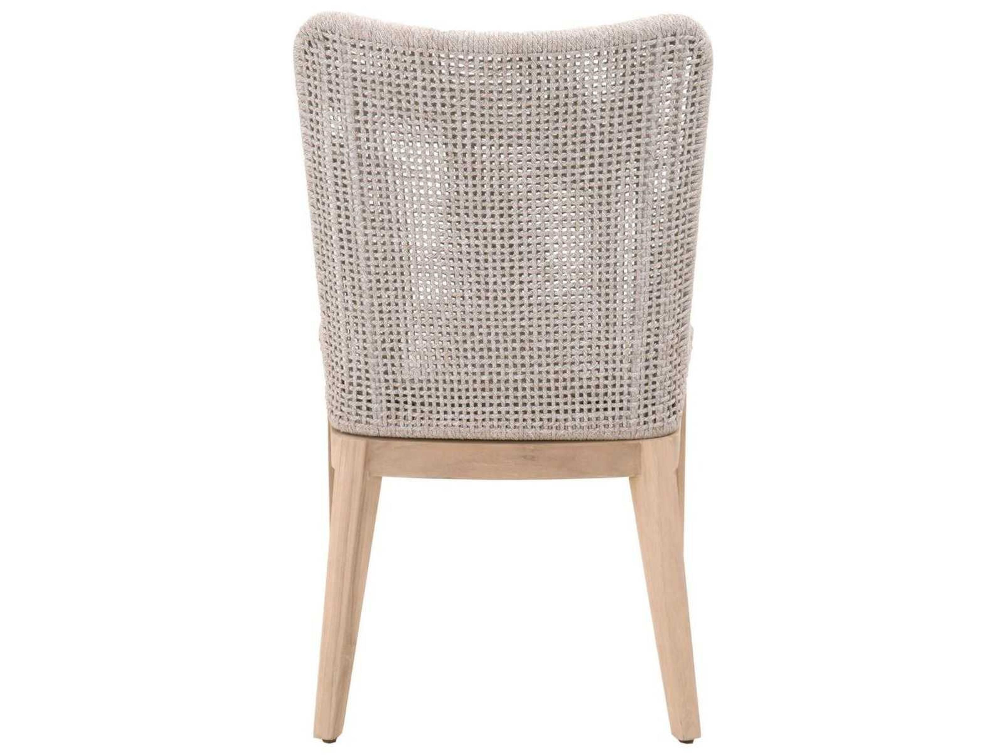 Essentials for Living Outdoor Woven Rope Taupe & White Flat / Pumice Cushion Dining Chair Set of 2