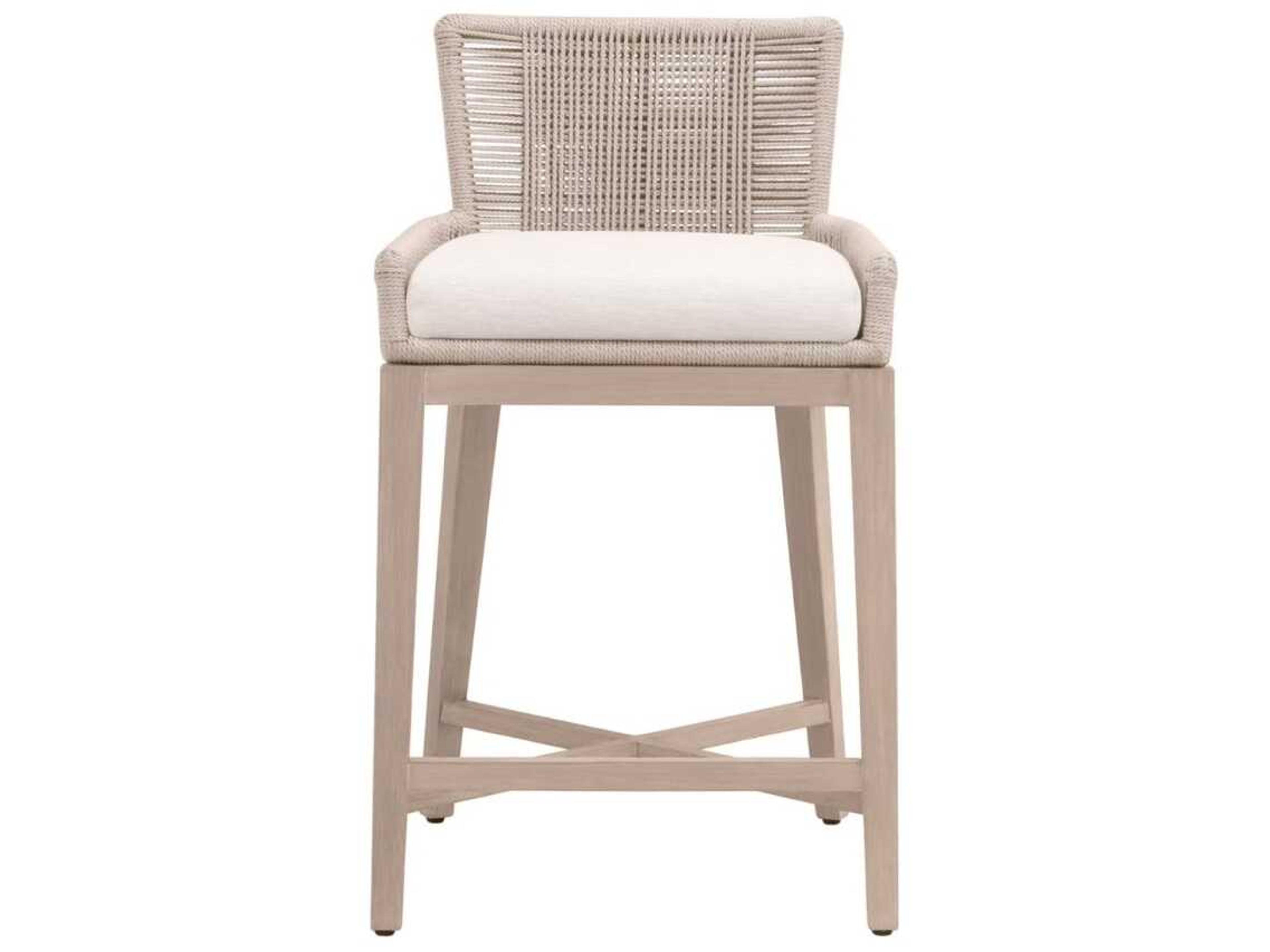 Essentials for Living Woven-Outdoor Teak Cushion Counter Stool