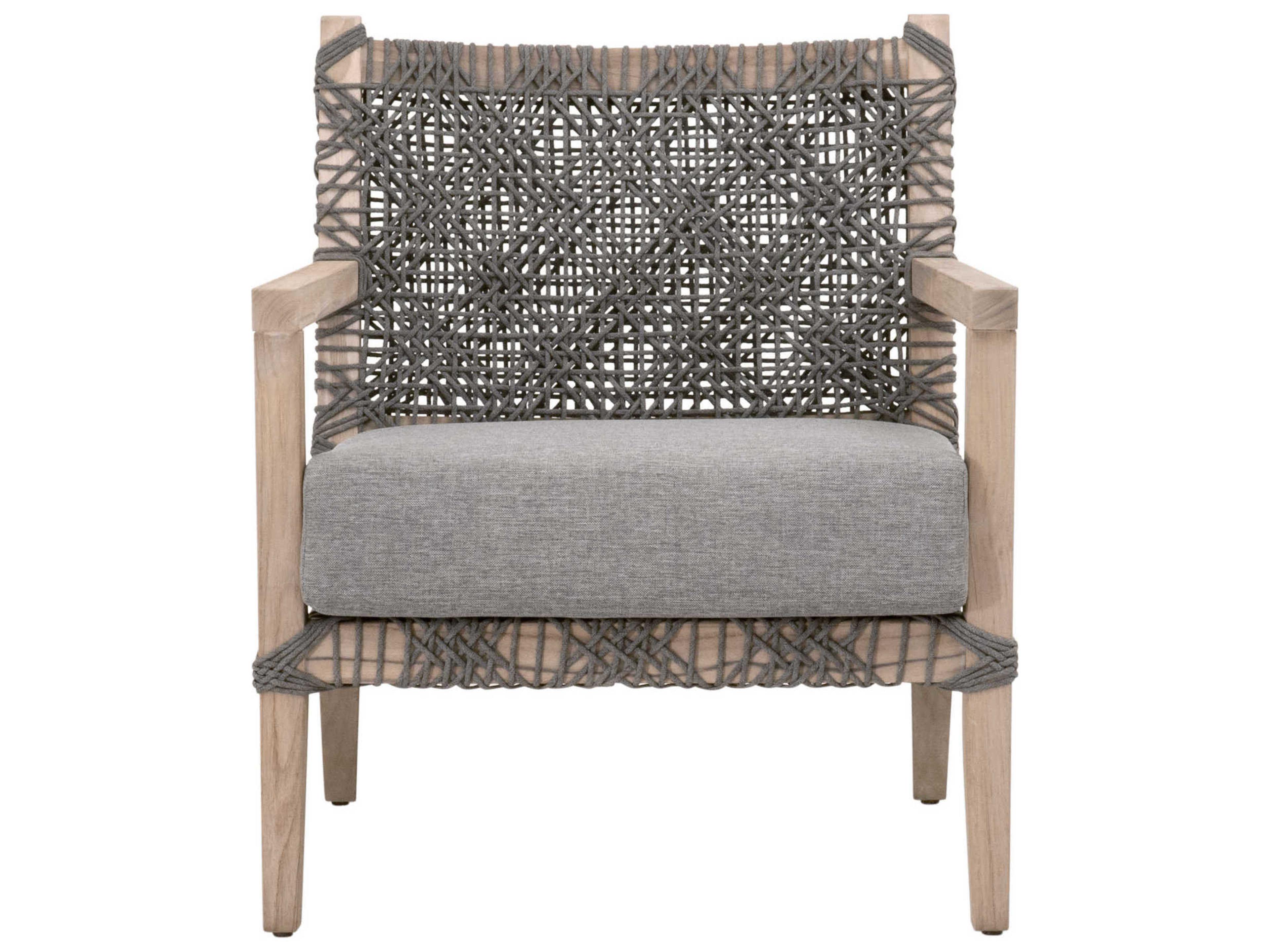 Essentials for Living Outdoor Woven Rope Costa Lounge Chair with Dove Cushion