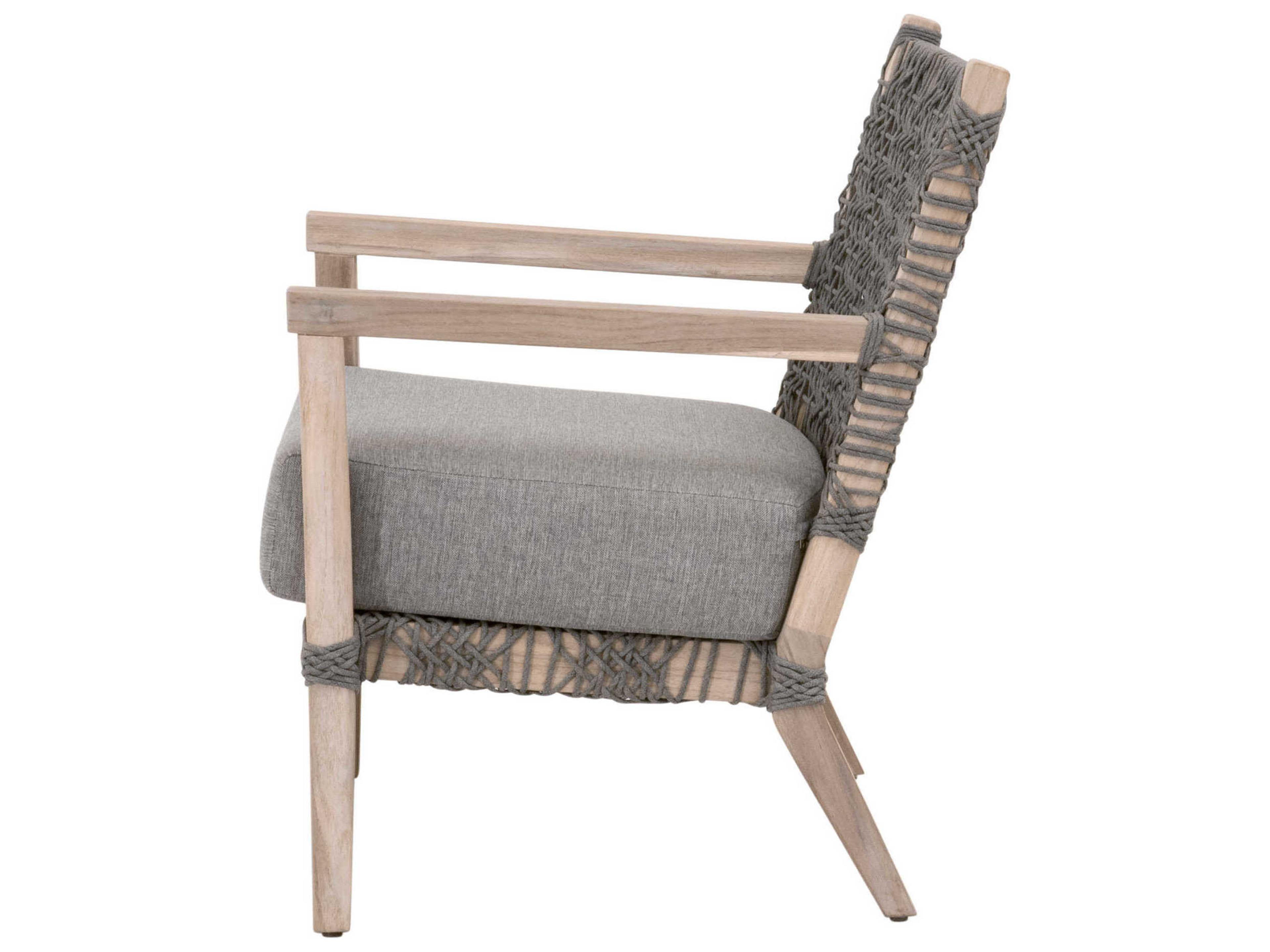 Essentials for Living Outdoor Woven Rope Costa Lounge Chair with Dove Cushion