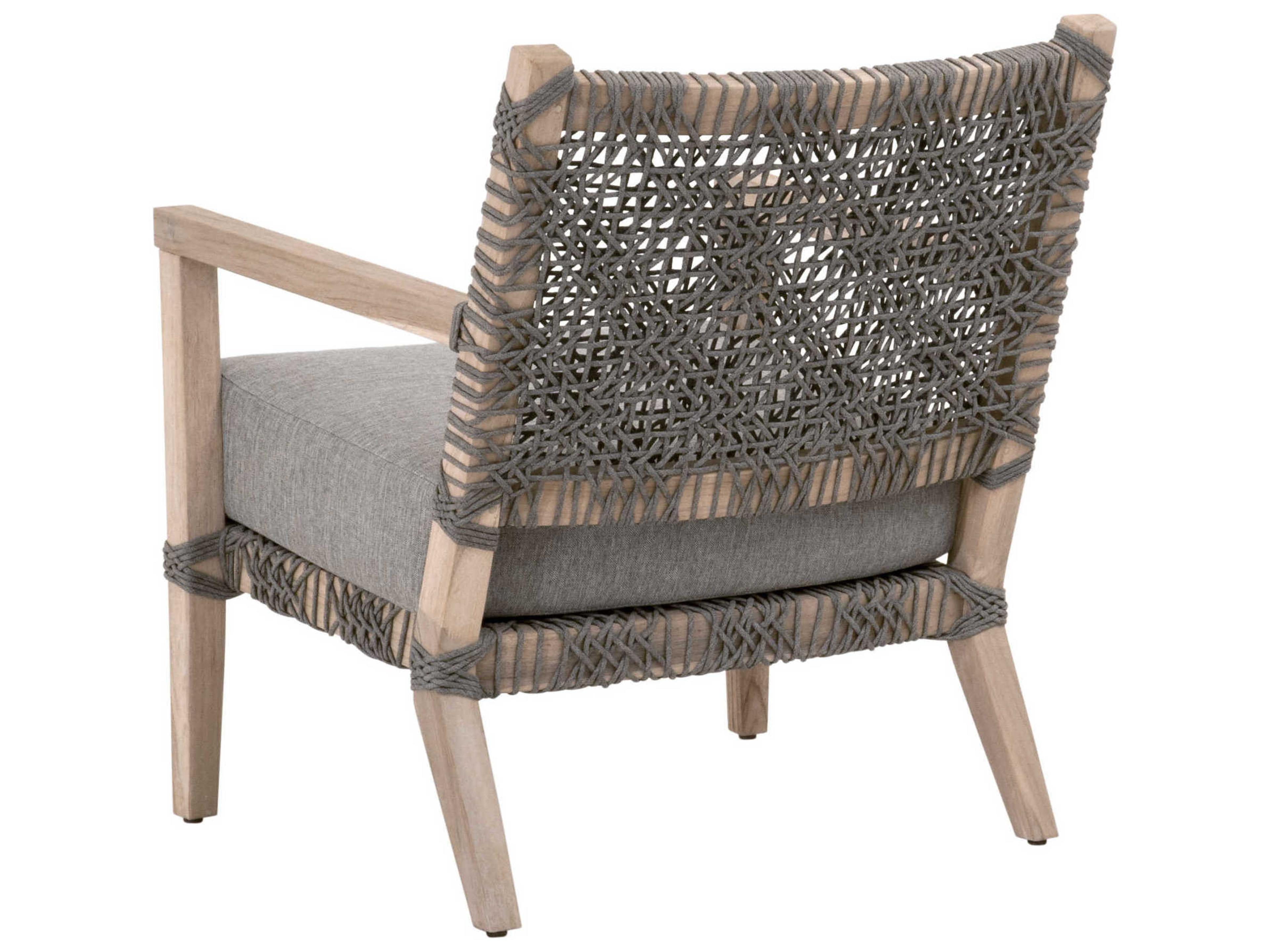 Essentials for Living Outdoor Woven Rope Costa Lounge Chair with Dove Cushion