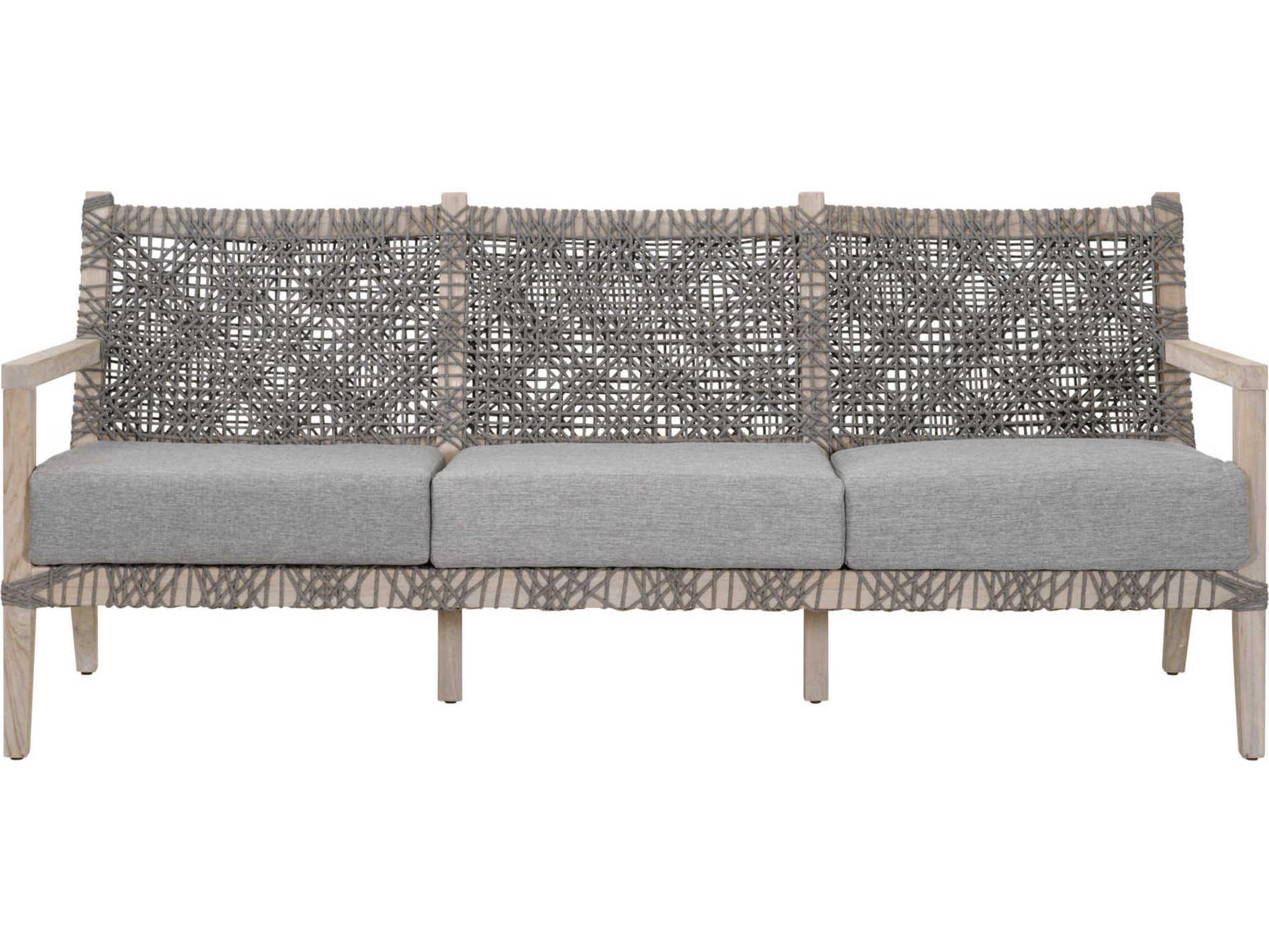Essentials for Living Outdoor Woven - Gray Teak Rope Cushion Sofa
