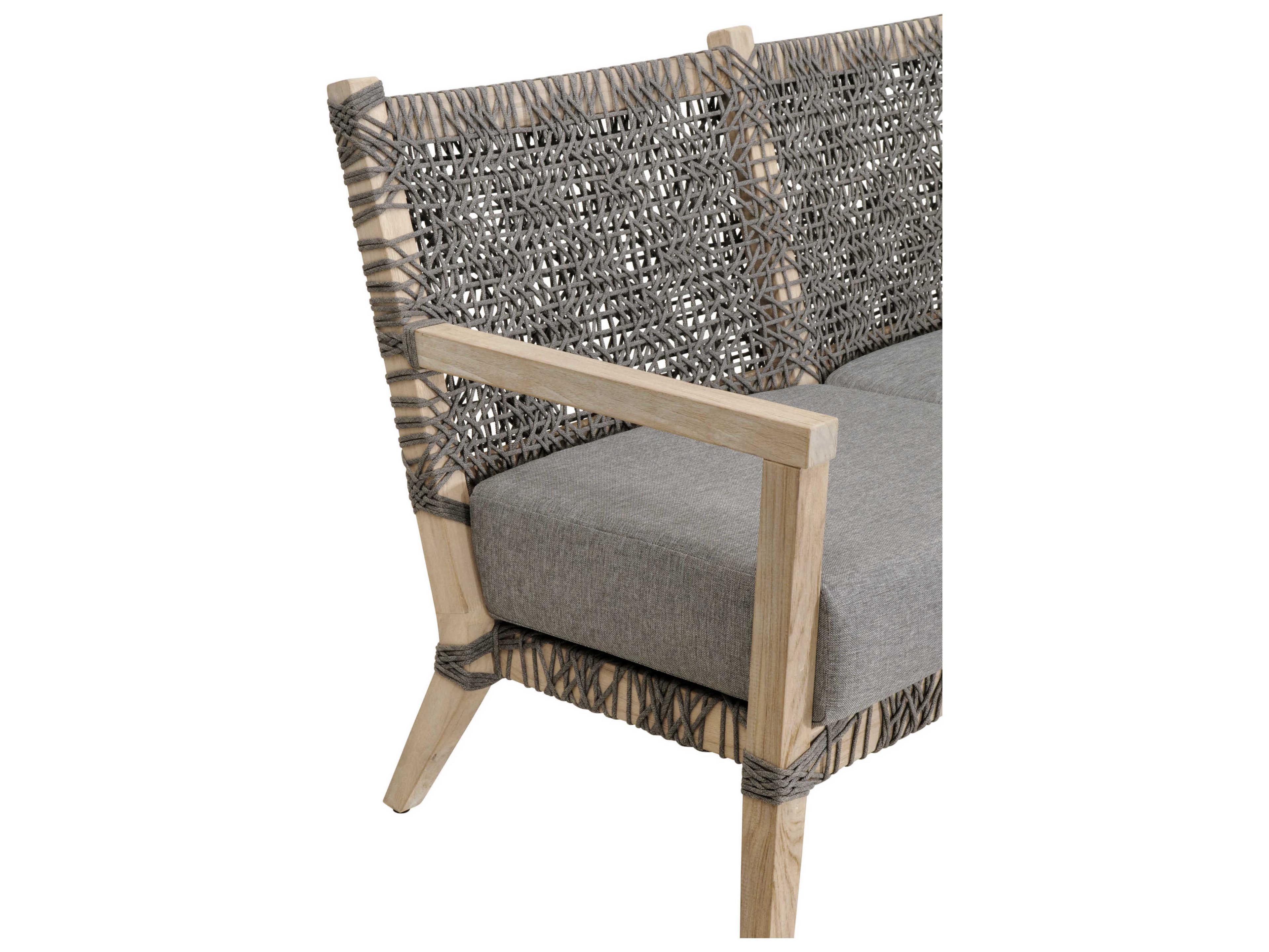 Essentials for Living Outdoor Woven - Gray Teak Rope Cushion Sofa