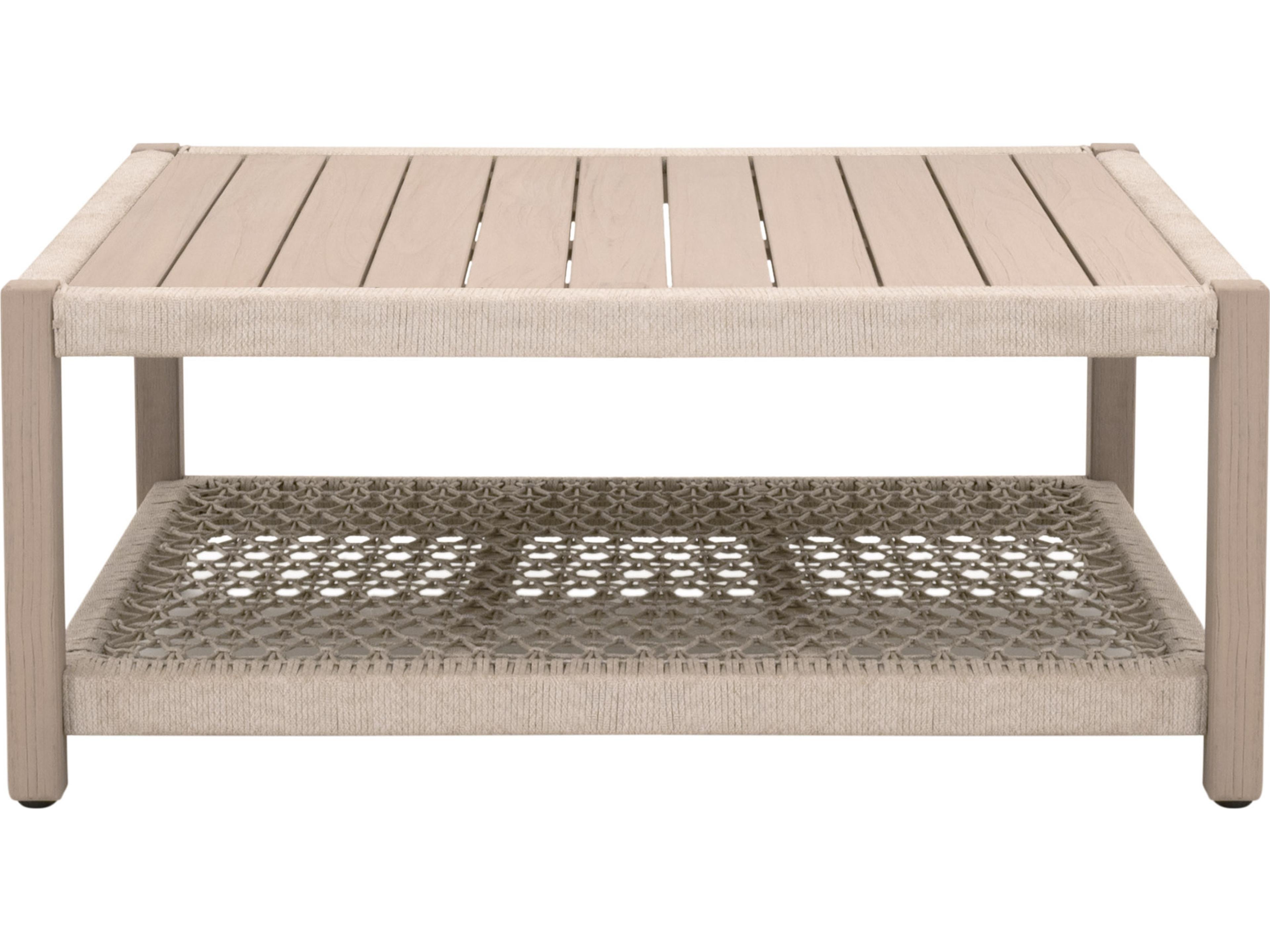 Essentials for Living Outdoor Woven - Outdoor Wrap Wood Rectangular Coffee Table